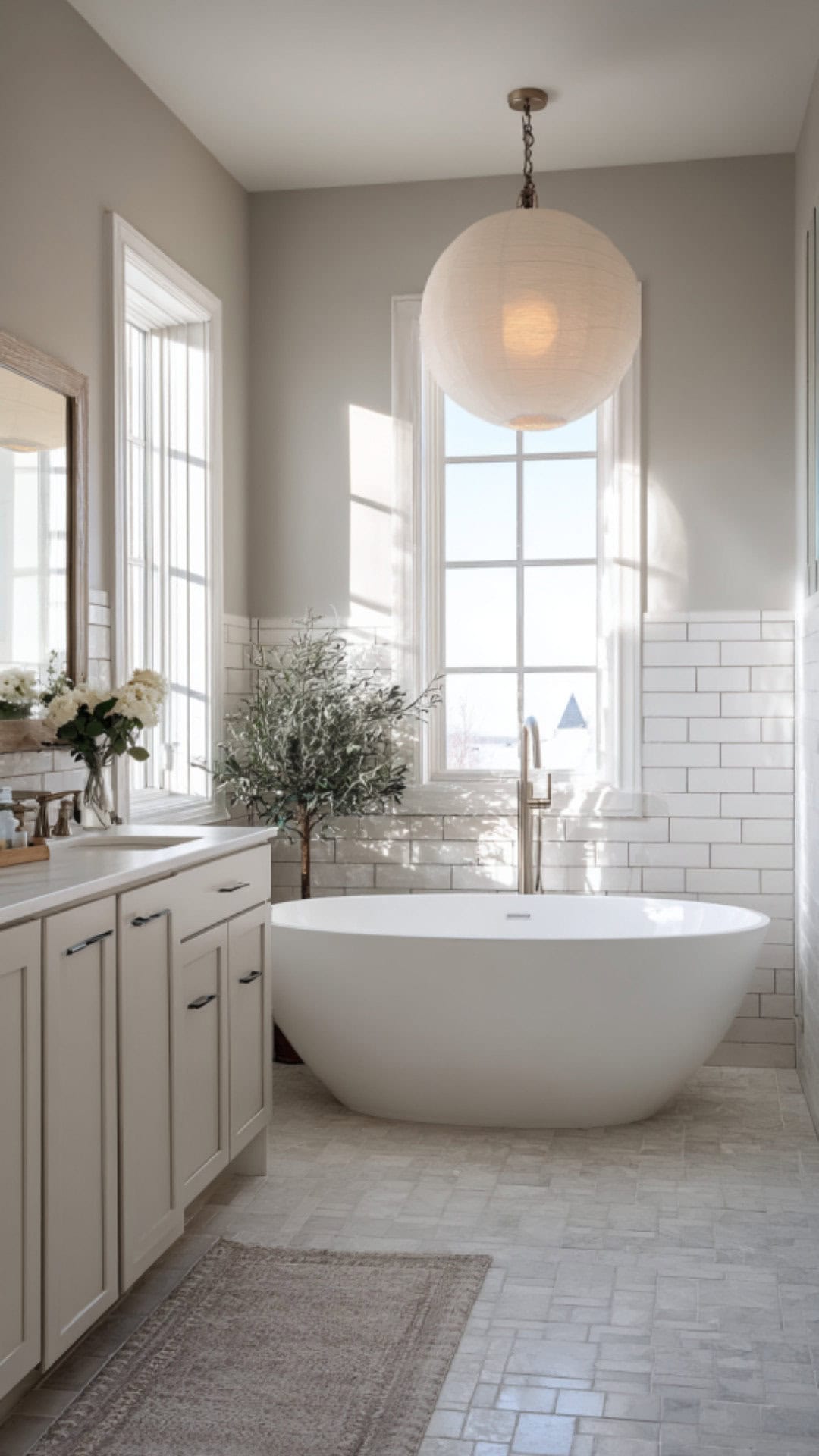 4. Neutral Bathroom Paint with Versatile Elegance