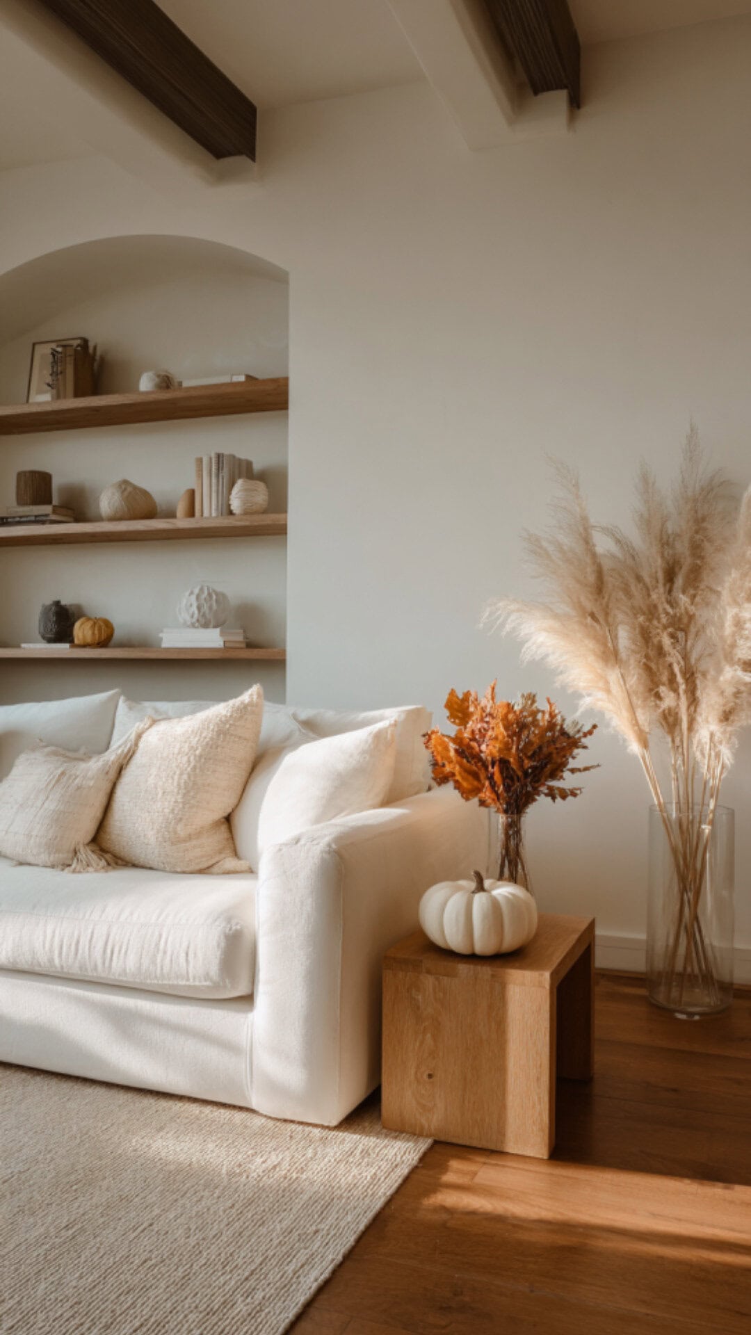 4. Minimalist Fall Decor with Clean Warmth