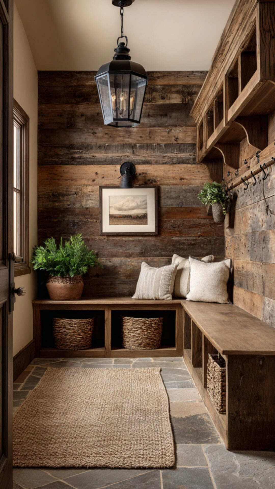 4. Rustic-Themed Mud Room