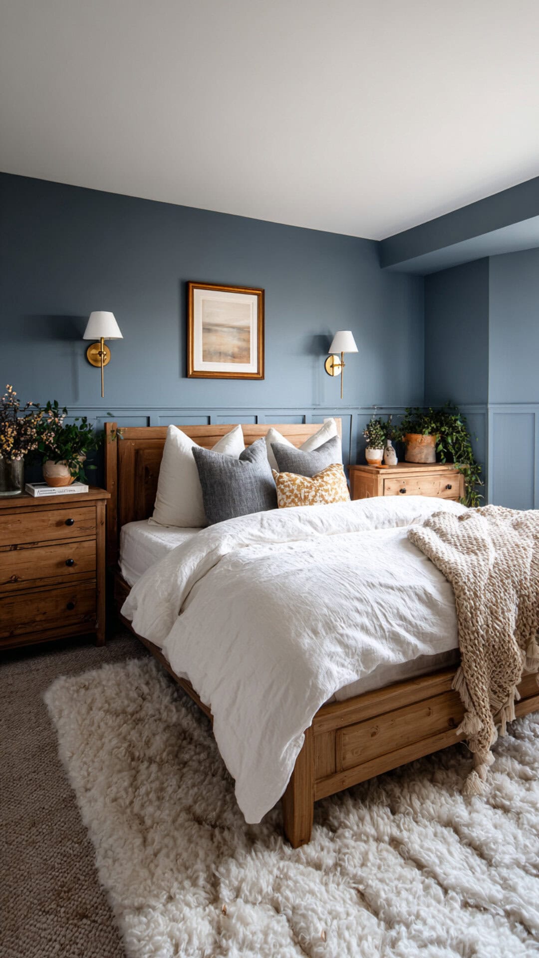 4. Aesthetic Blue Warm Bedroom with Calming Accents