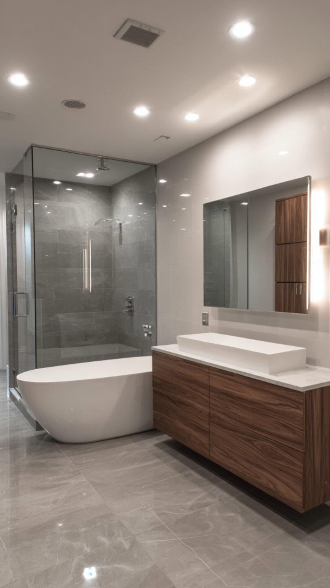 4. Grey and White Bathroom Decoration with Classic Appeal