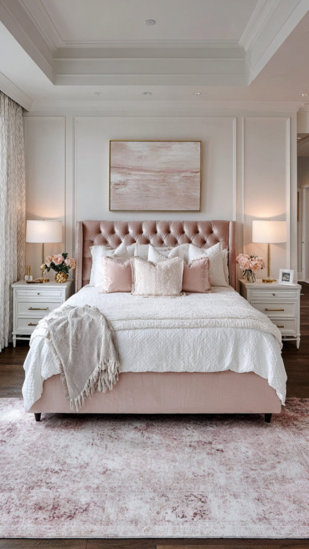 5. Blush Pink Bedroom with Soft Sophistication