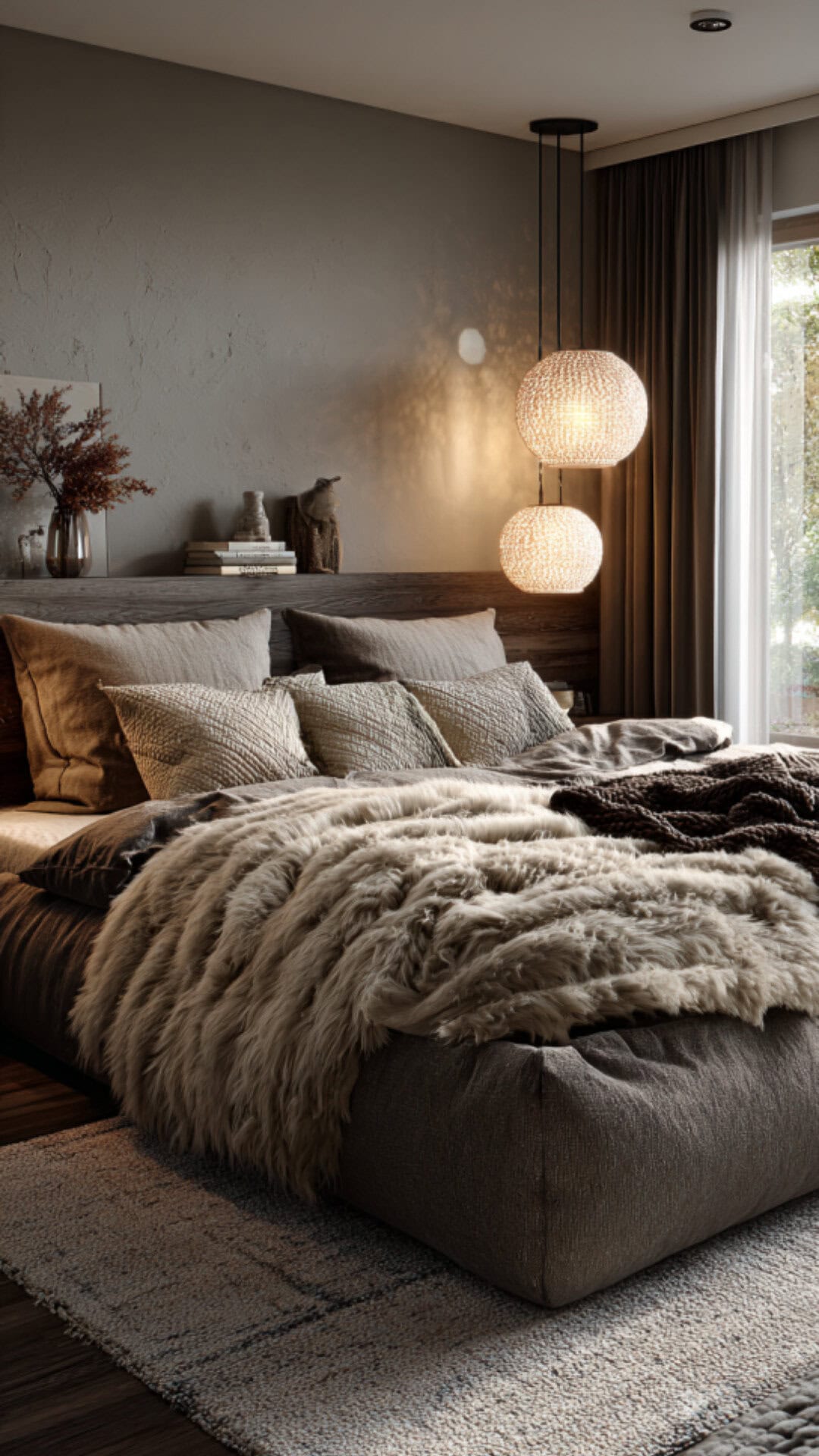 5. Cozy Japandi Bedroom with Warm Comfort