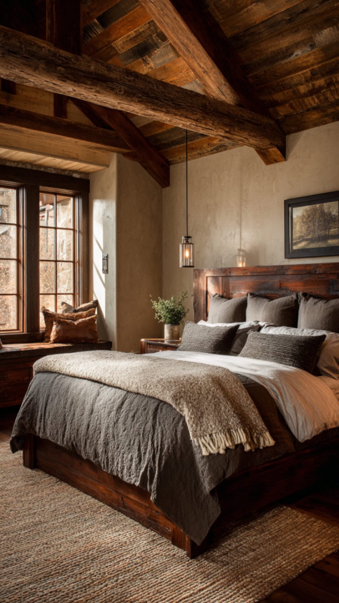 5. Rustic Bedroom for Men with Natural Warmth