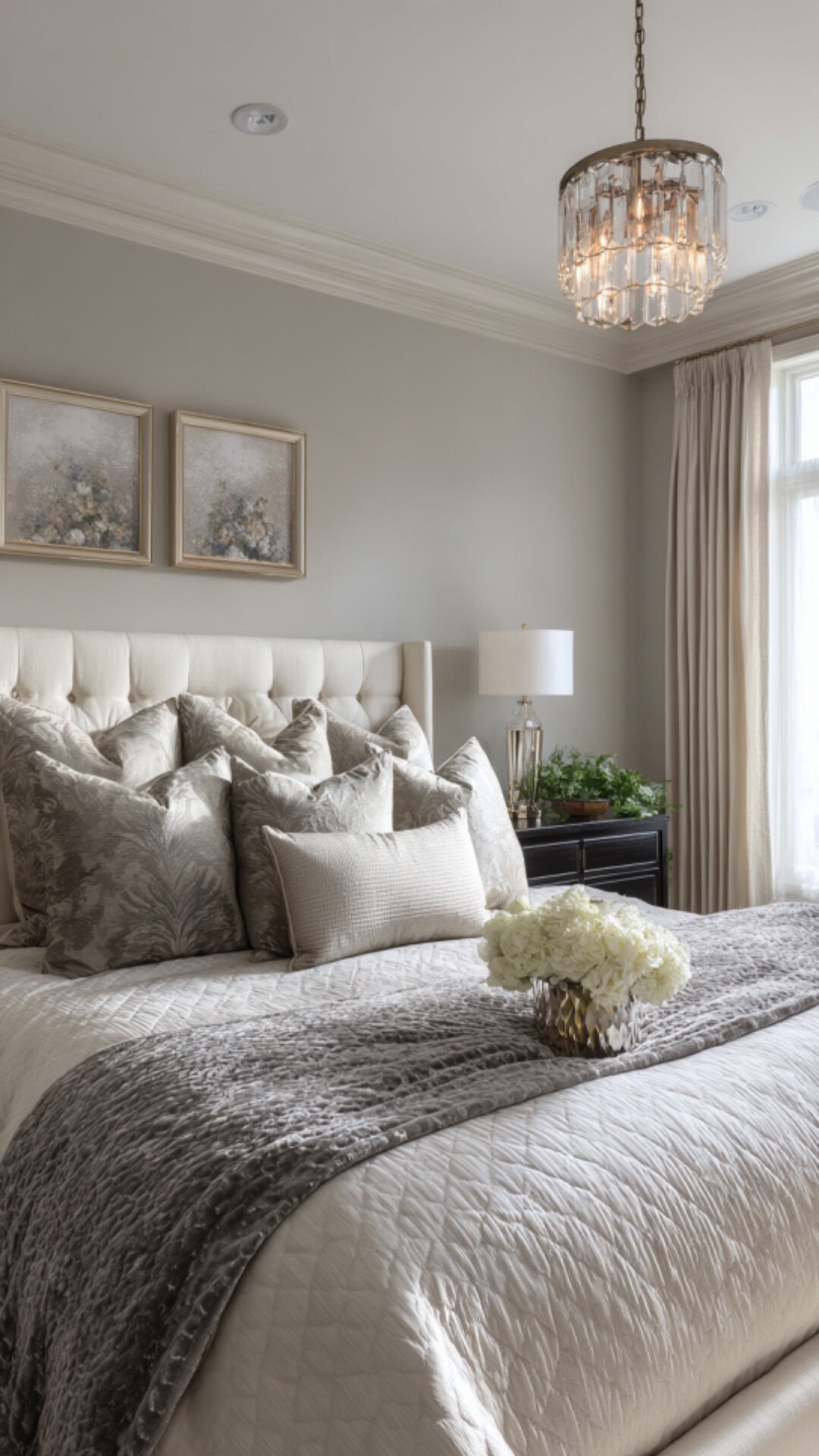 5. Grey French Bedroom with Subtle Grace
