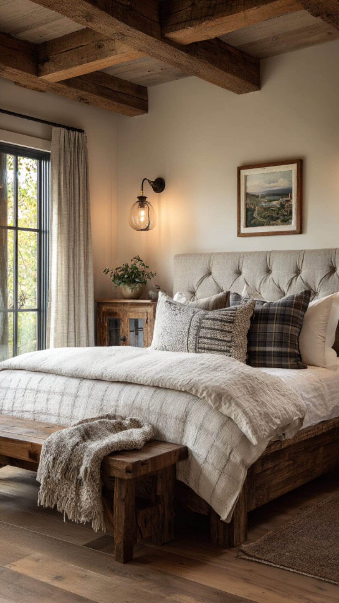 5. Scandi Farmhouse Bedroom with Cozy Warmth