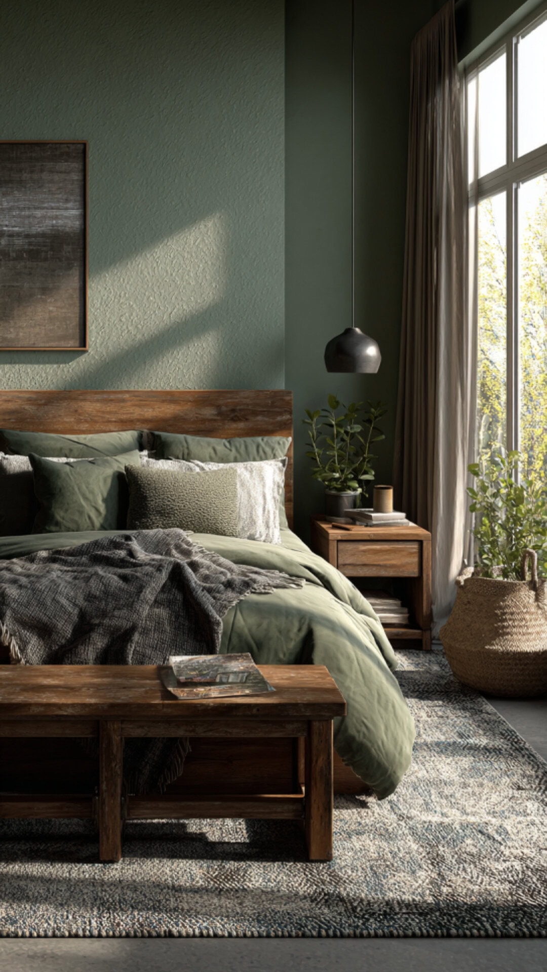 5. Green Male Bedroom with Natural Balance