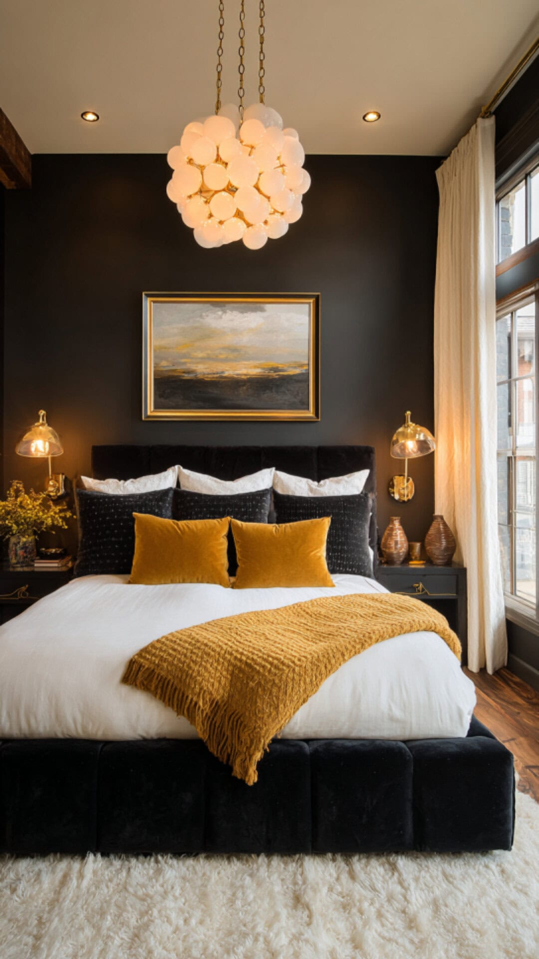 5. Black and Gold Bedroom for Couples with Luxurious Flair