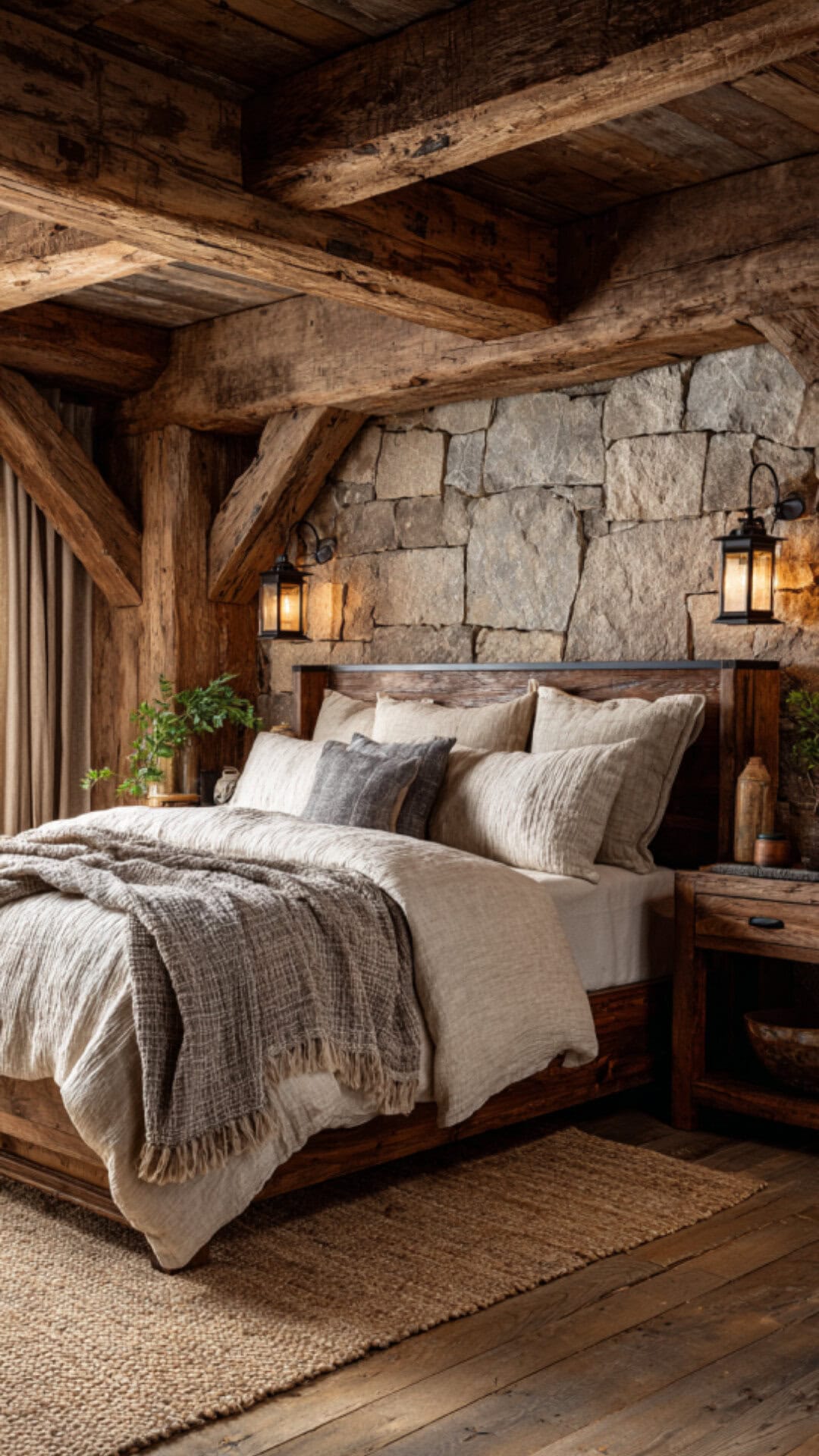 5. Rustic Romantic Bedroom with Natural Warmth