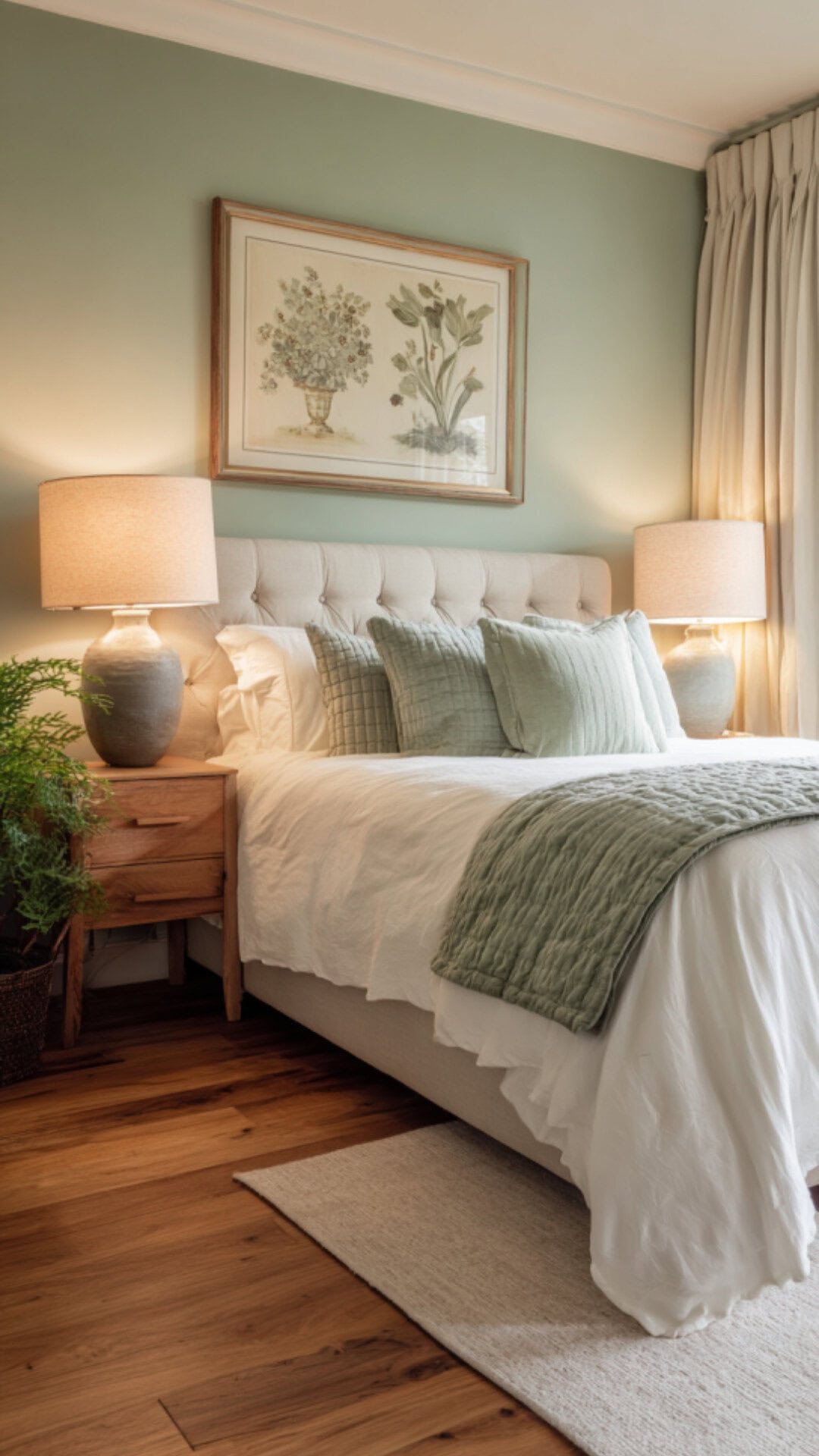 5. Green Neutral Bedroom with Refreshing Touches