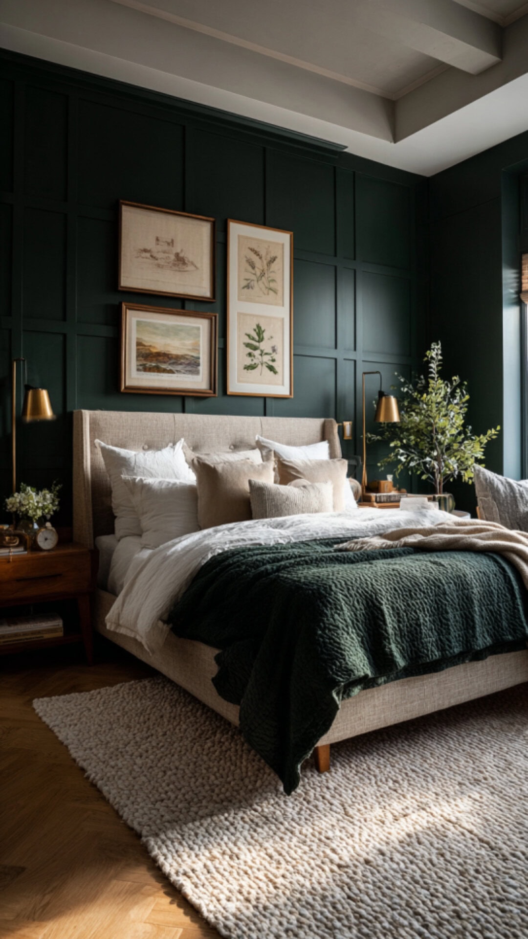 5. Bedroom with Dark Green Accent Wall