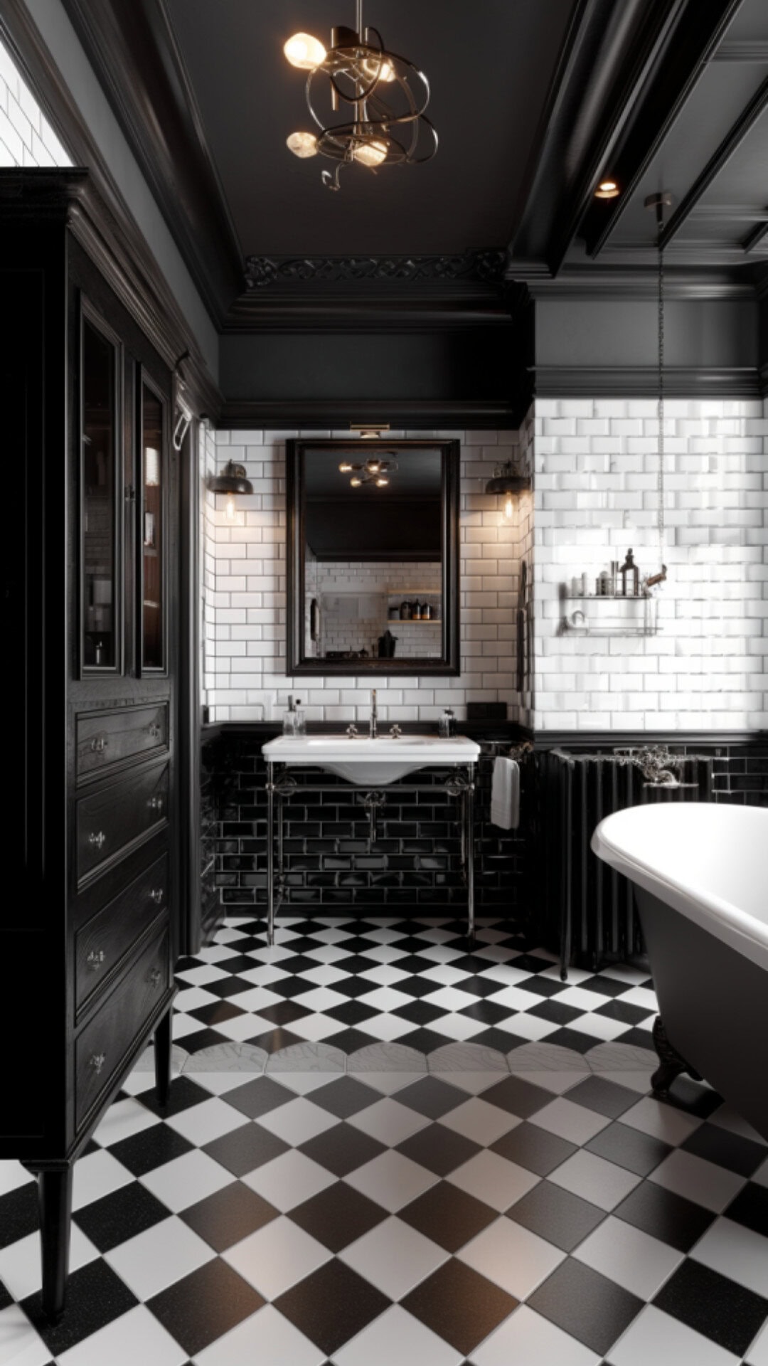5. Black and White Retro Bathroom with Classic Contrast