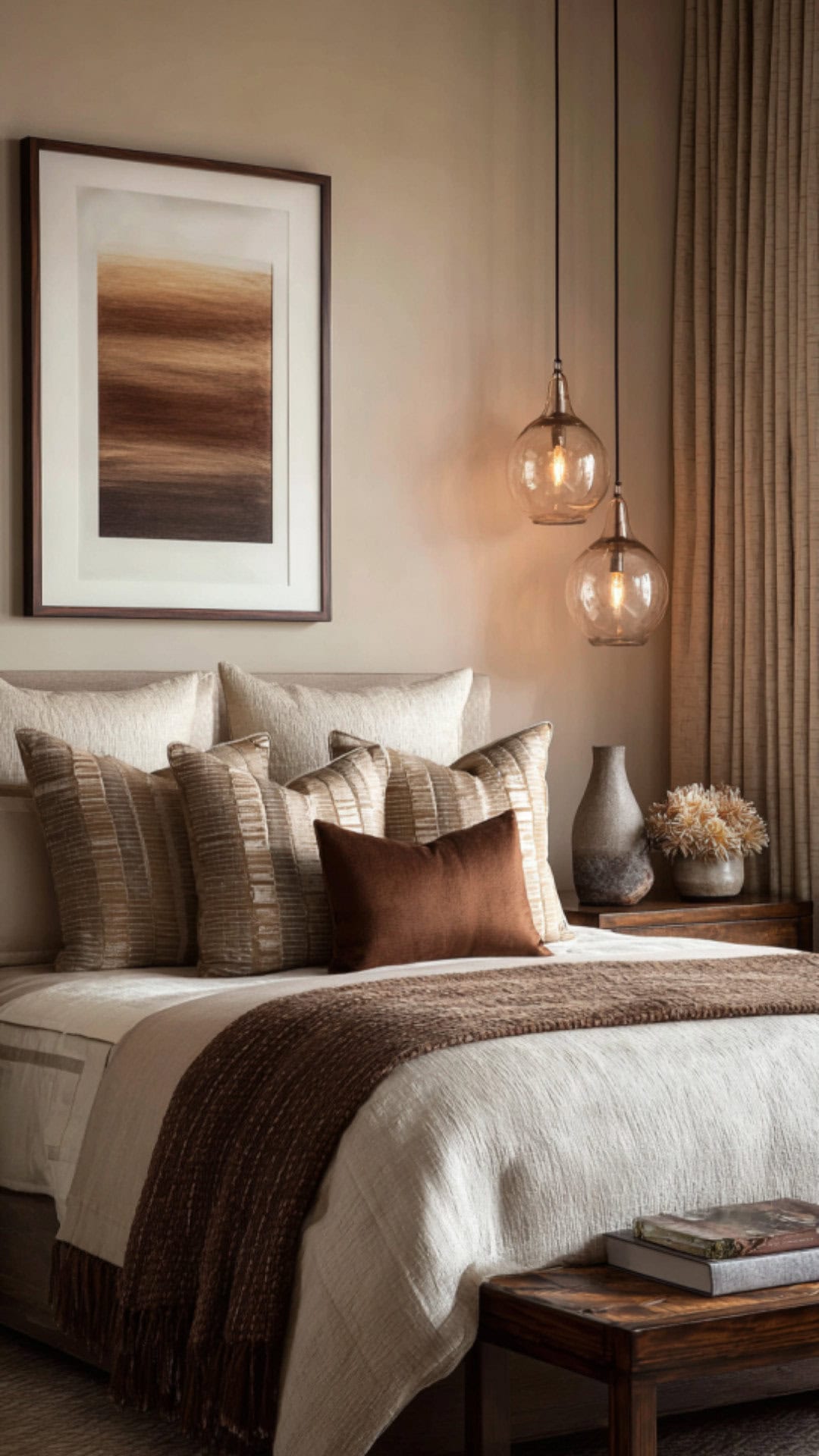 6. Beige and Brown Bedroom with Warm Depth