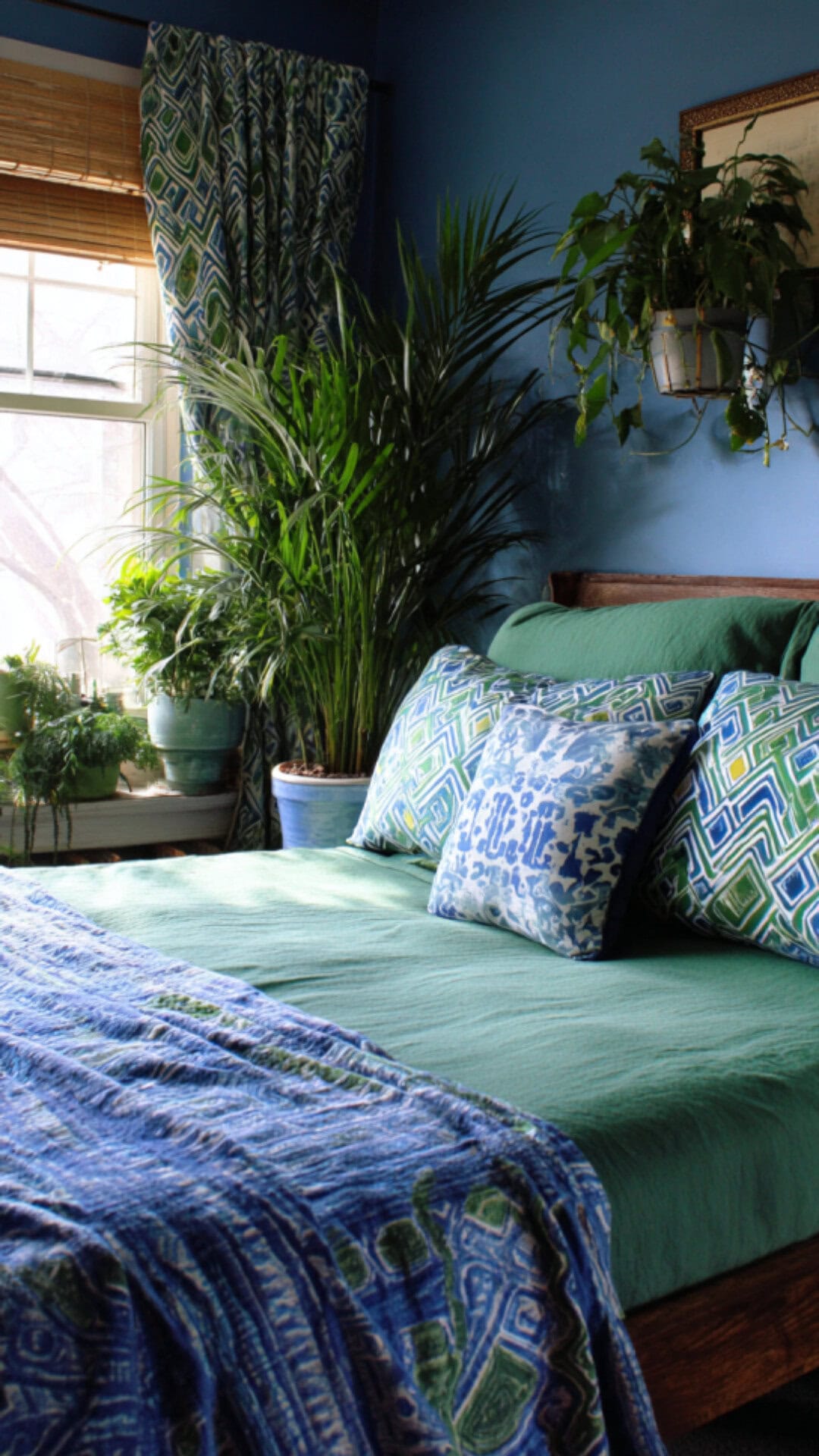 6. Blue and Green Bedroom with Natural Energy