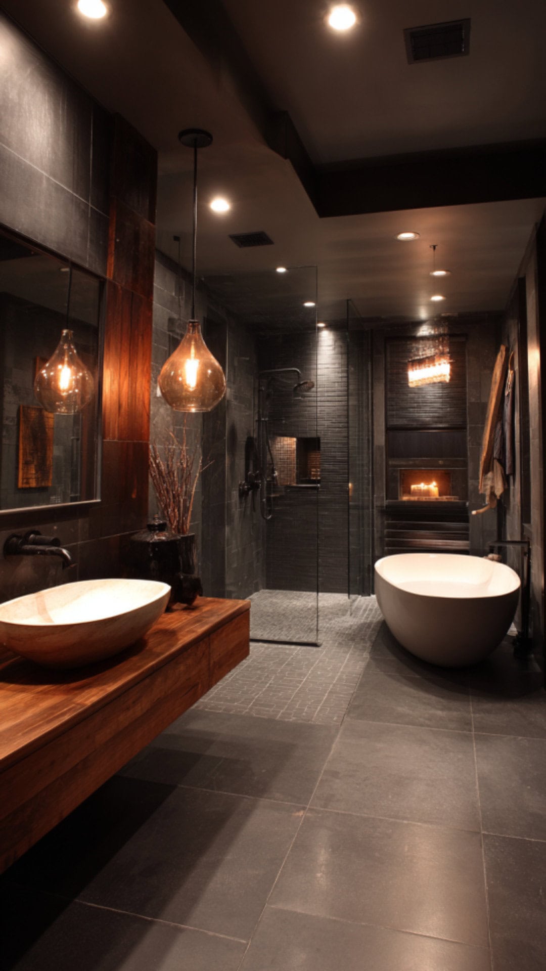 6. Dark Contemporary Bathroom with Moody Atmosphere