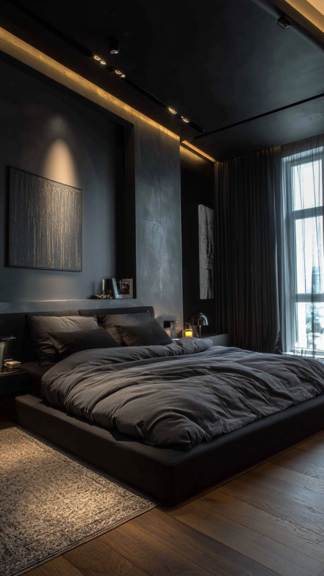 6. Black Bedroom for Men with Bold Elegance