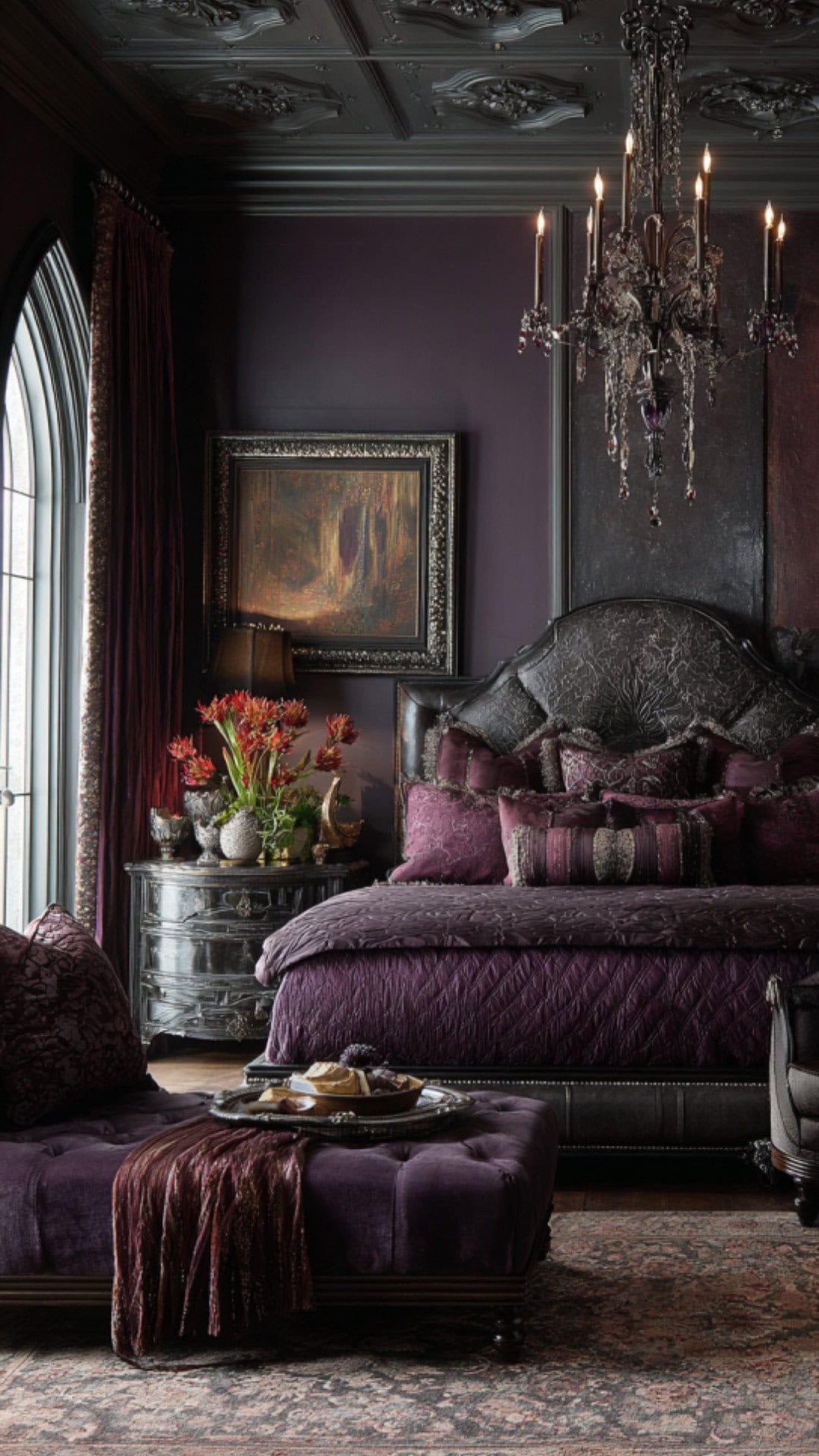 6. Purple Dark Bedroom with Regal Drama