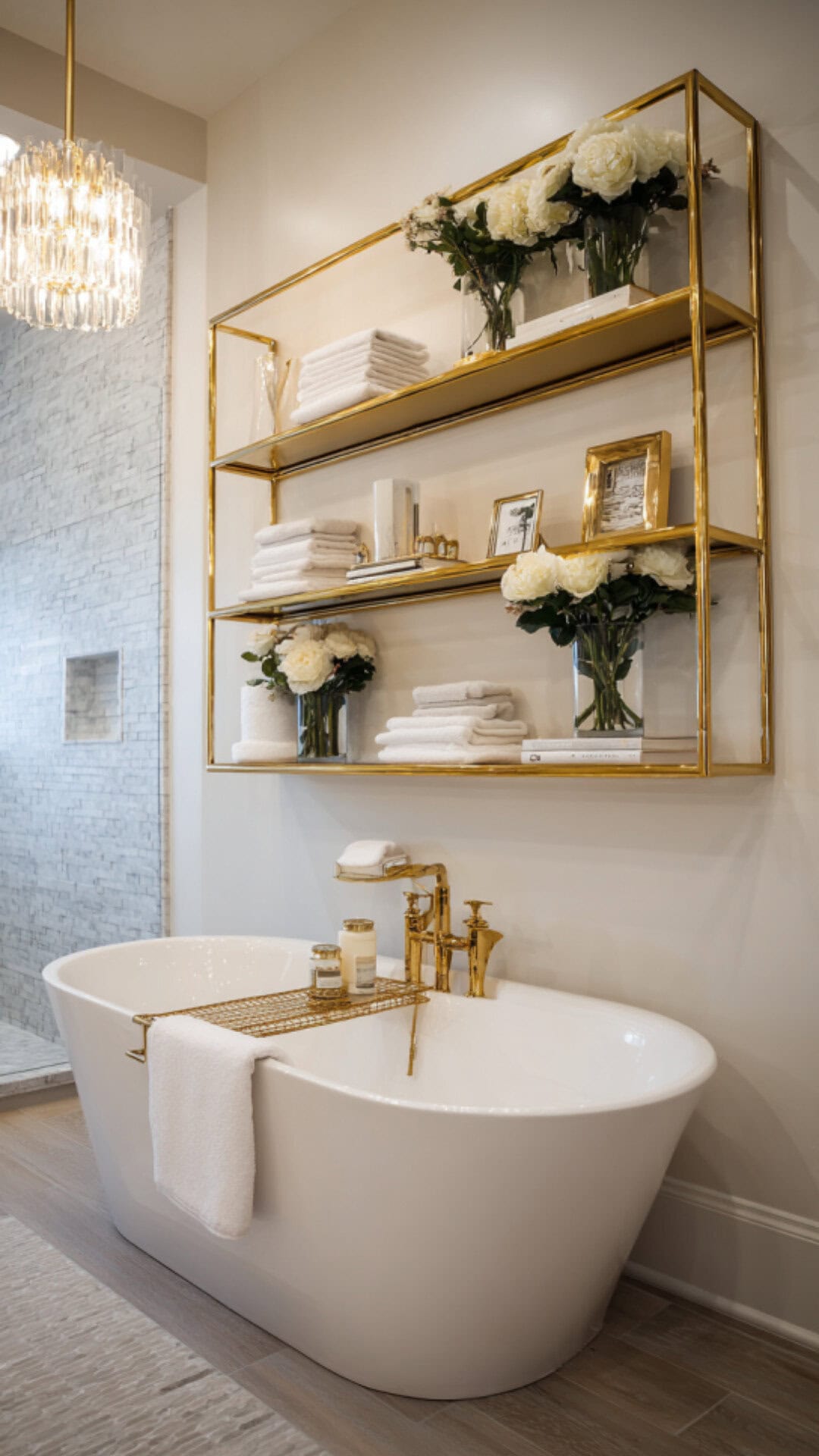 6. Gold Floating Shelves for Glamorous Accents