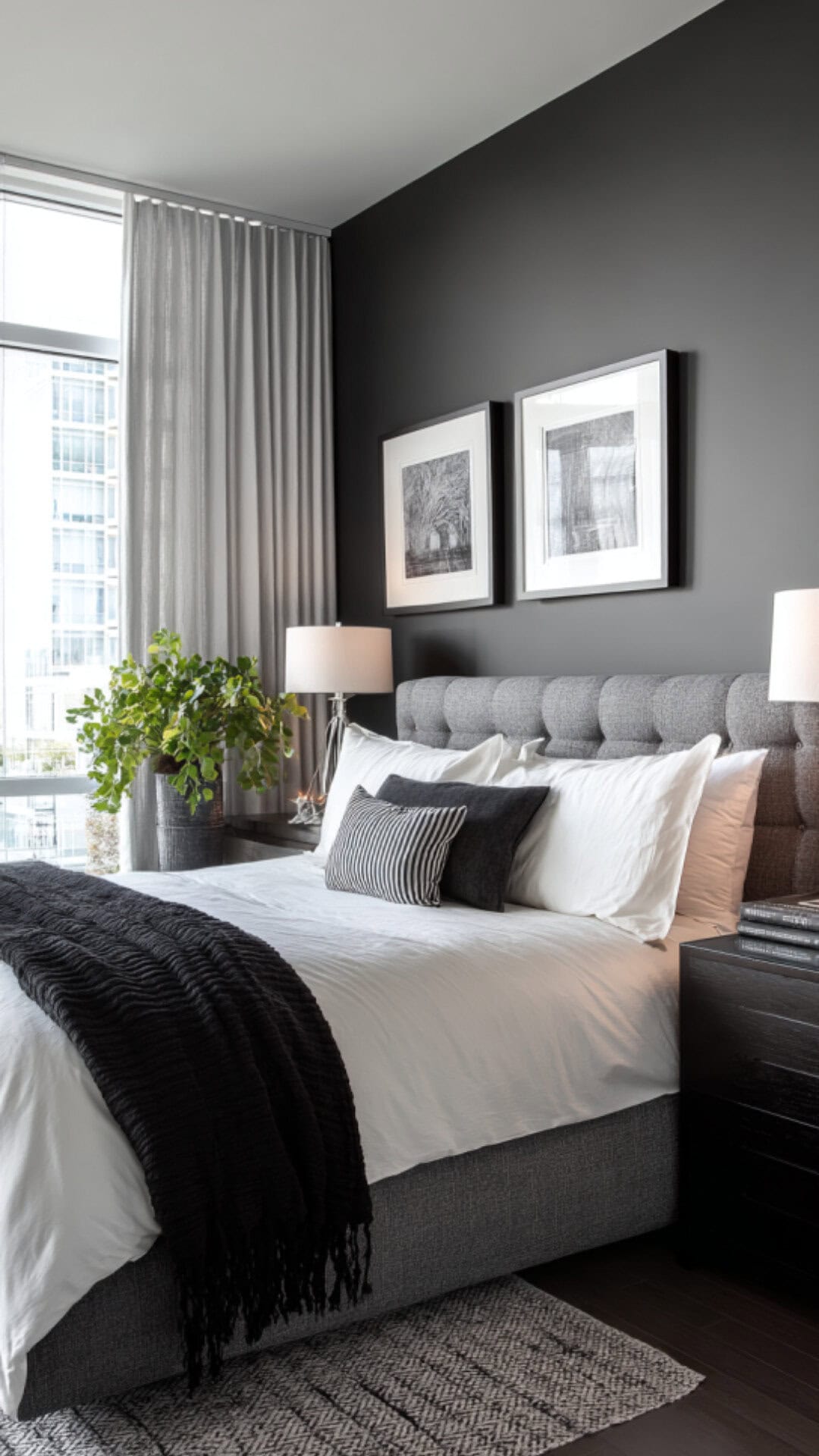 6. Black and Grey Bedroom for Couples with Subtle Contrast