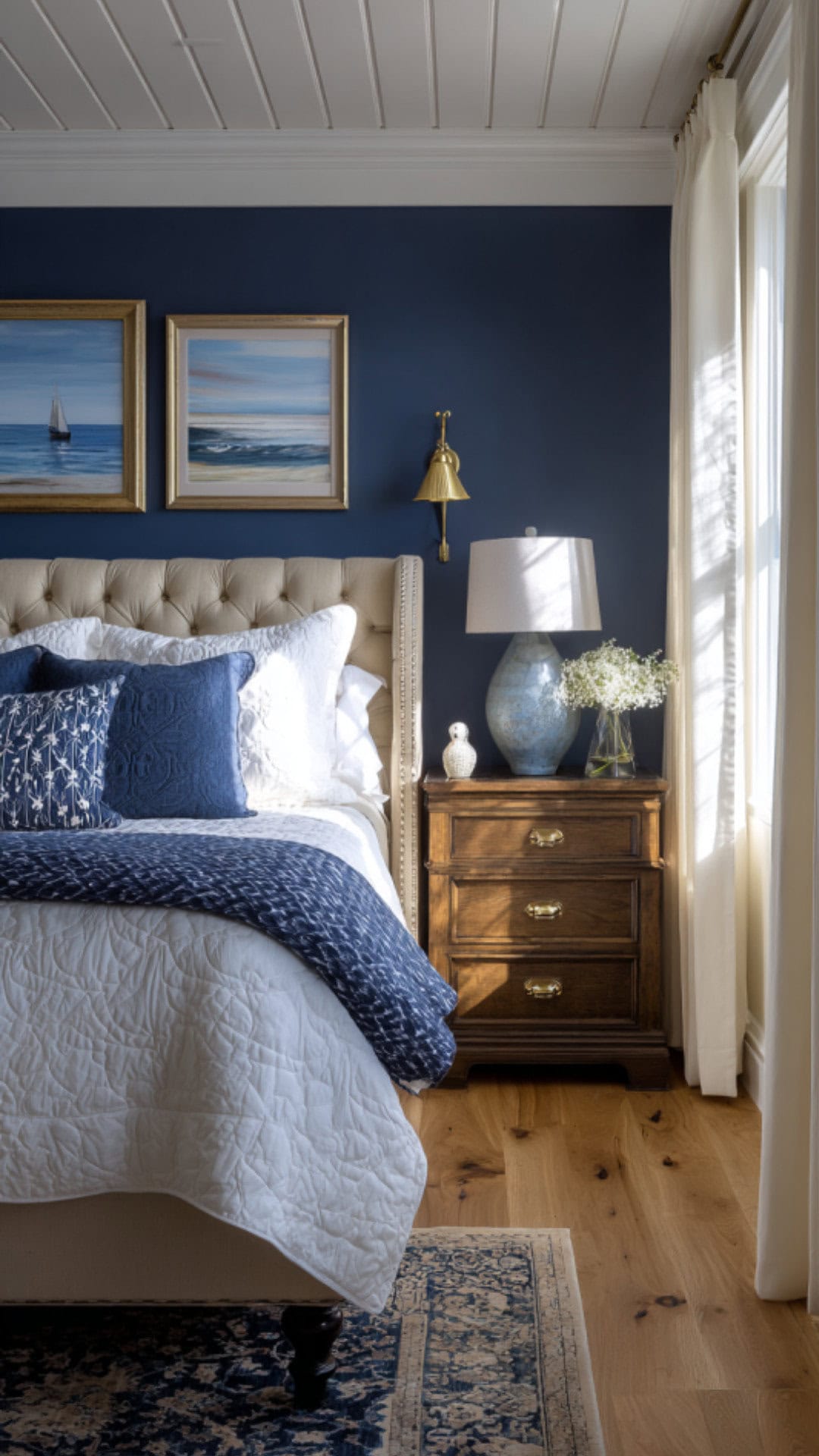 6. Brown and Blue Bedroom with Calming Depth