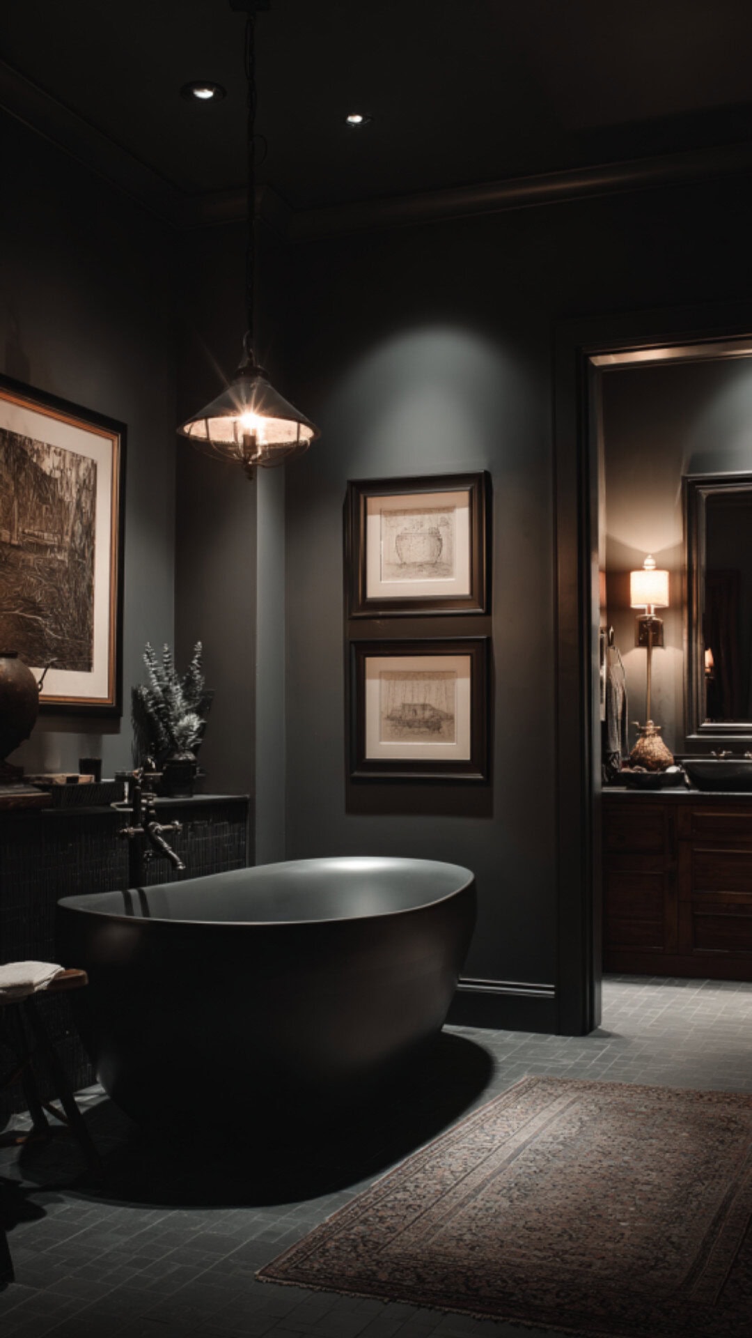 6. Dark Bathroom Paint with Moody Drama