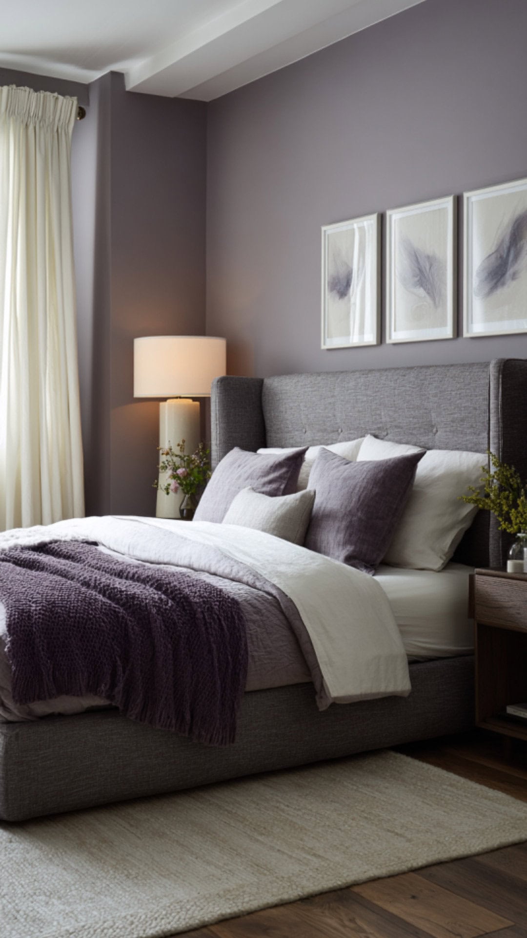 6. Dusty Purple Bedroom with Subtle Elegance