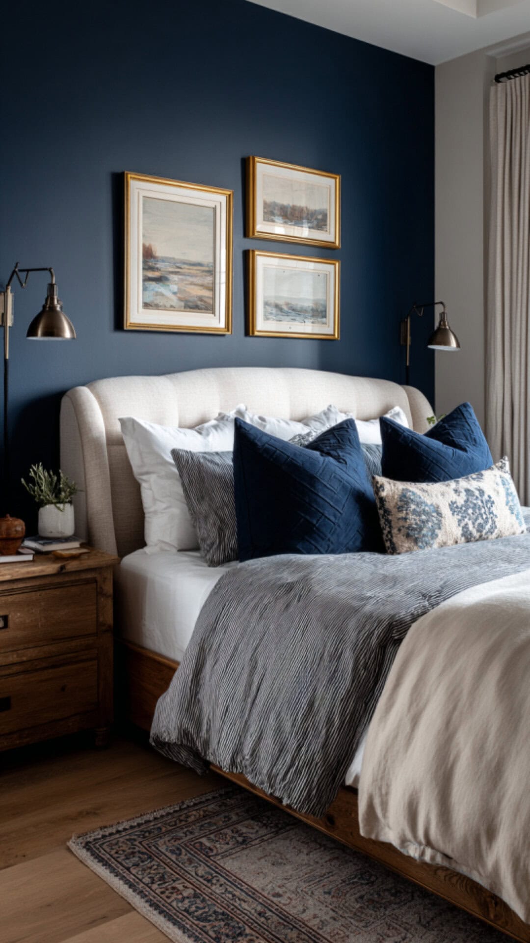 6. Bedroom with Navy Blue Accent Wall