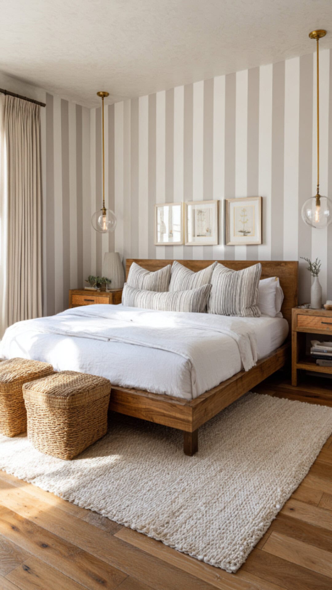 6. Striped Wallpaper for Bedroom with Classic Style