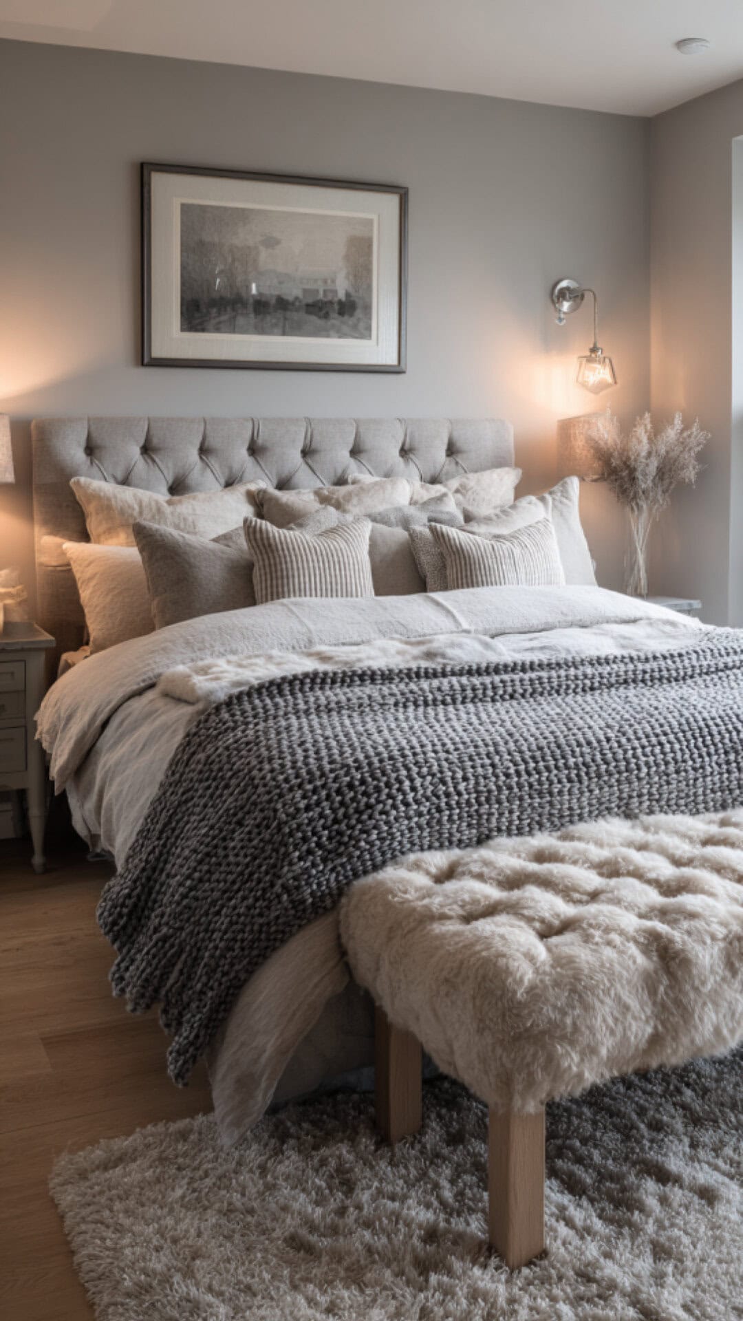 6. Aesthetic Grey Warm Bedroom with Comforting Style