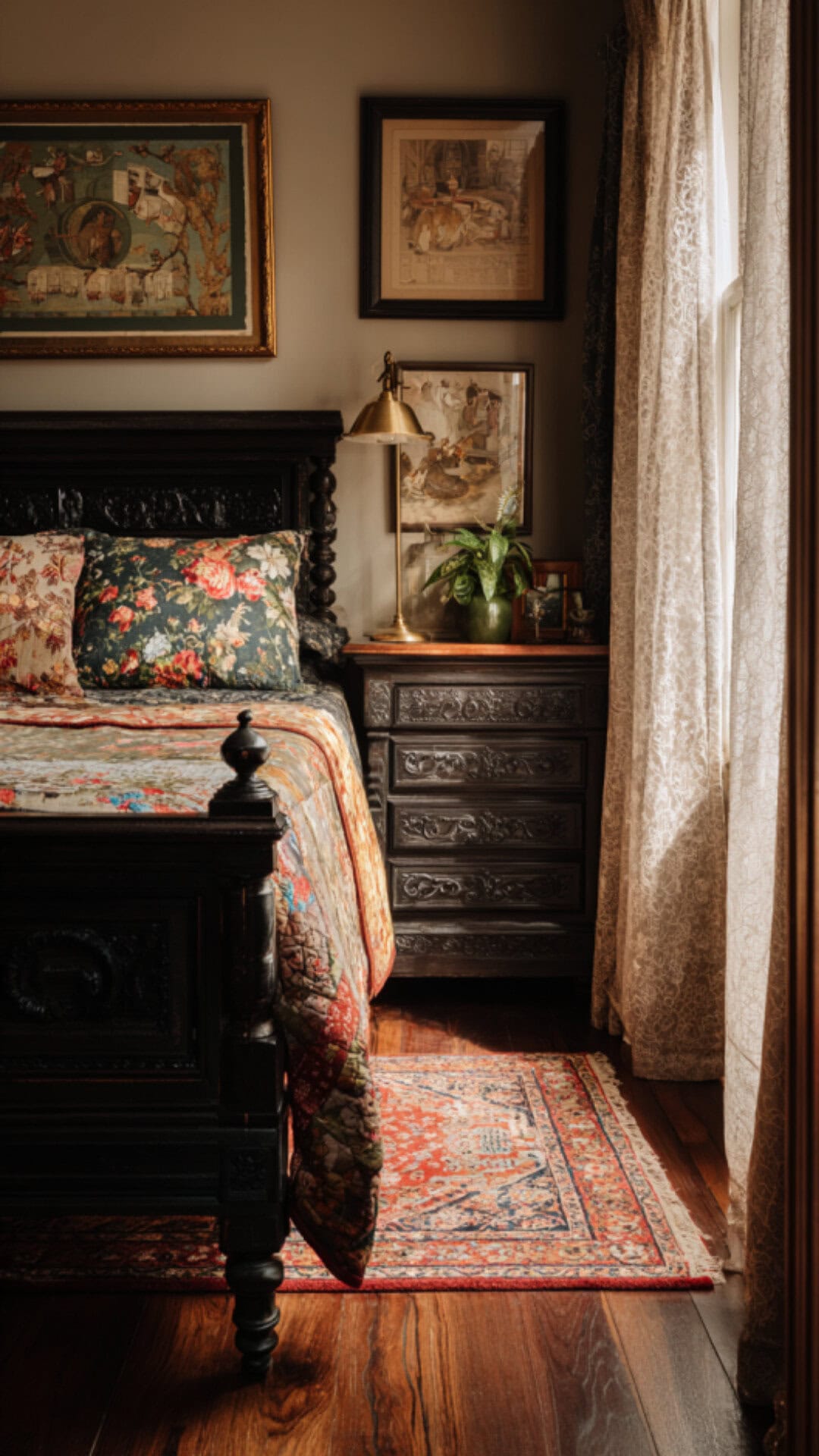 6. Vintage-Inspired Tiny Bedroom with Classic Touches