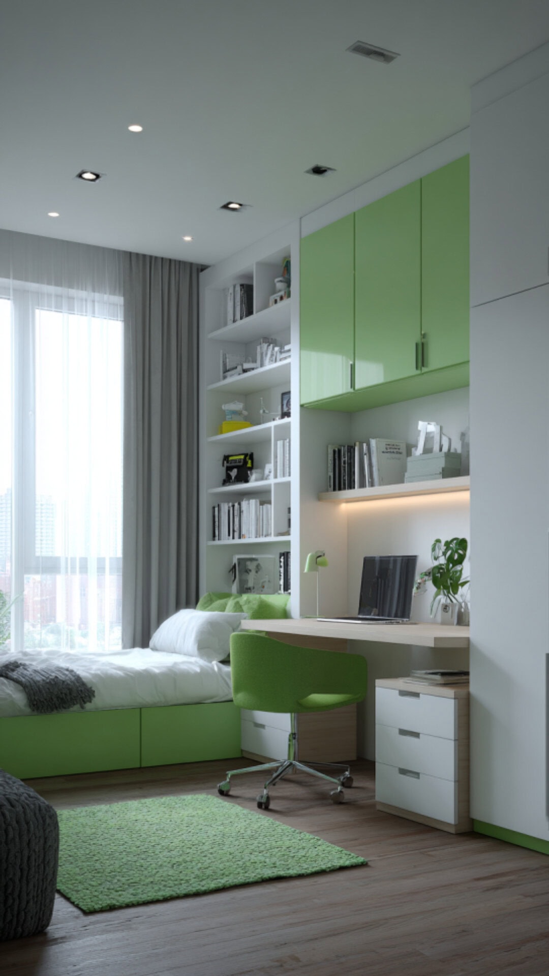 8. Green Girls' Bedroom with Refreshing Energy