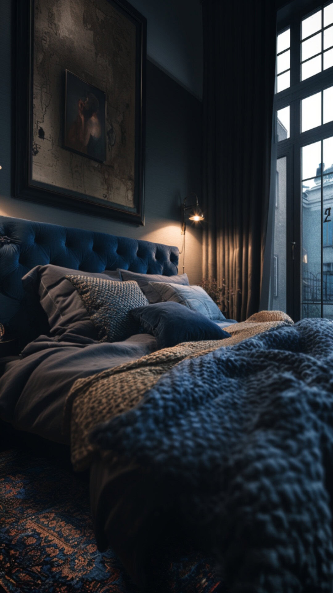 7. Blue Warm Bedroom with Calming Contrast