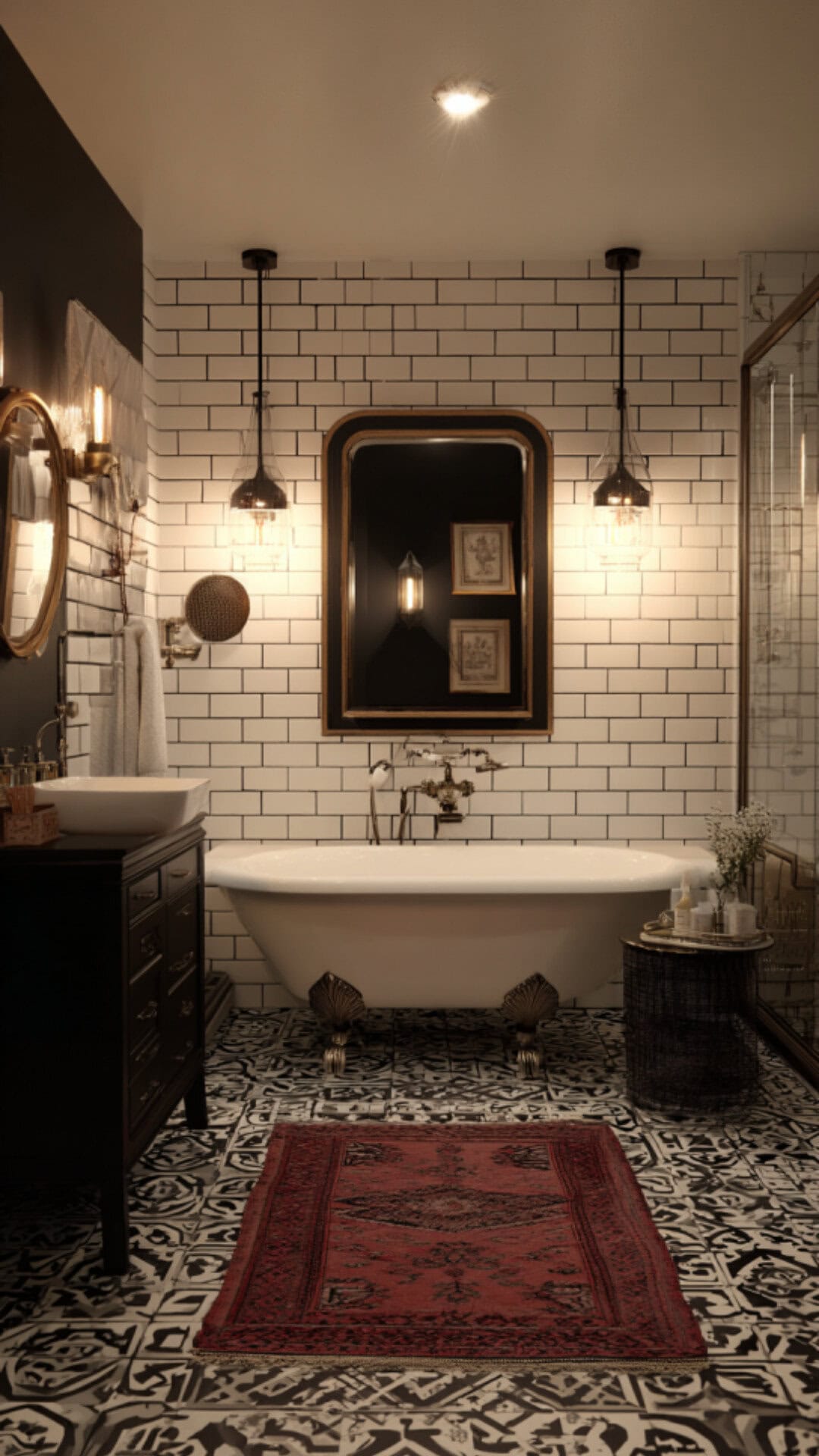 7. Vintage Contemporary Bathroom with Character