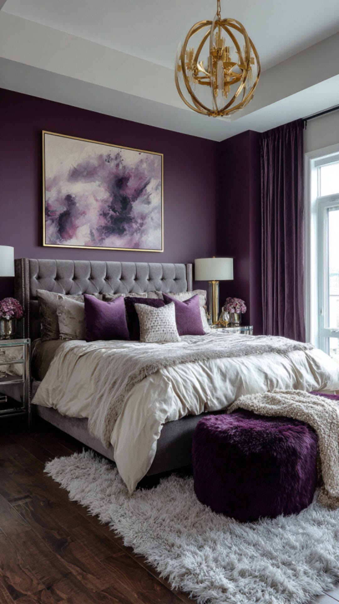 7. Purple Bedroom Paint for Rich Sophistication
