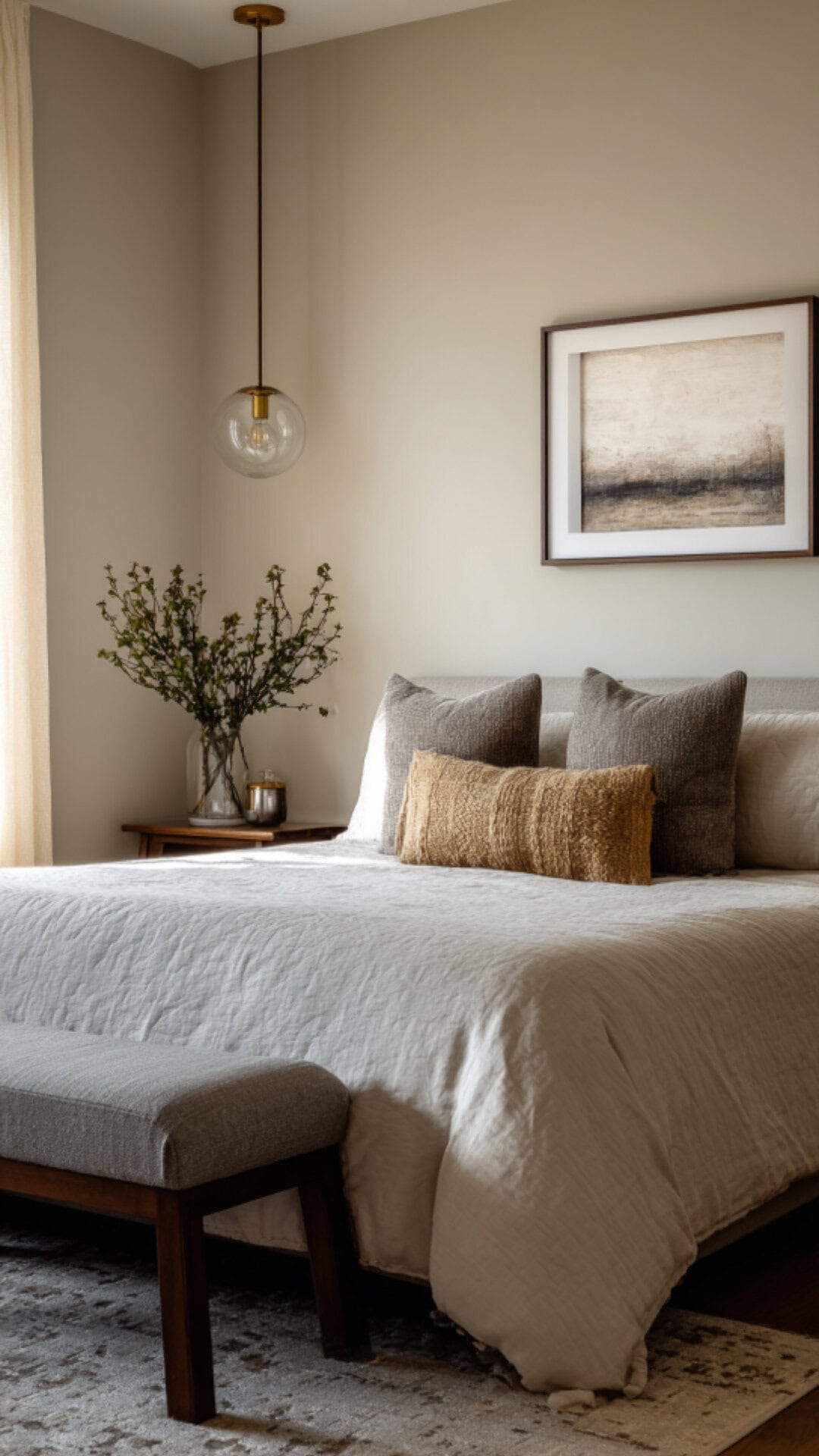 7. Neutral Simple Bedroom with Timeless Appeal