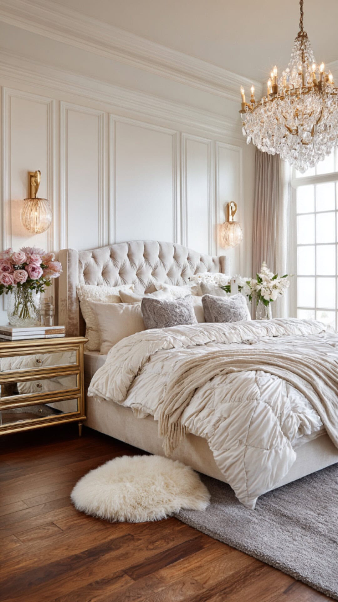 7. Luxury Romantic Bedroom with Refined Style