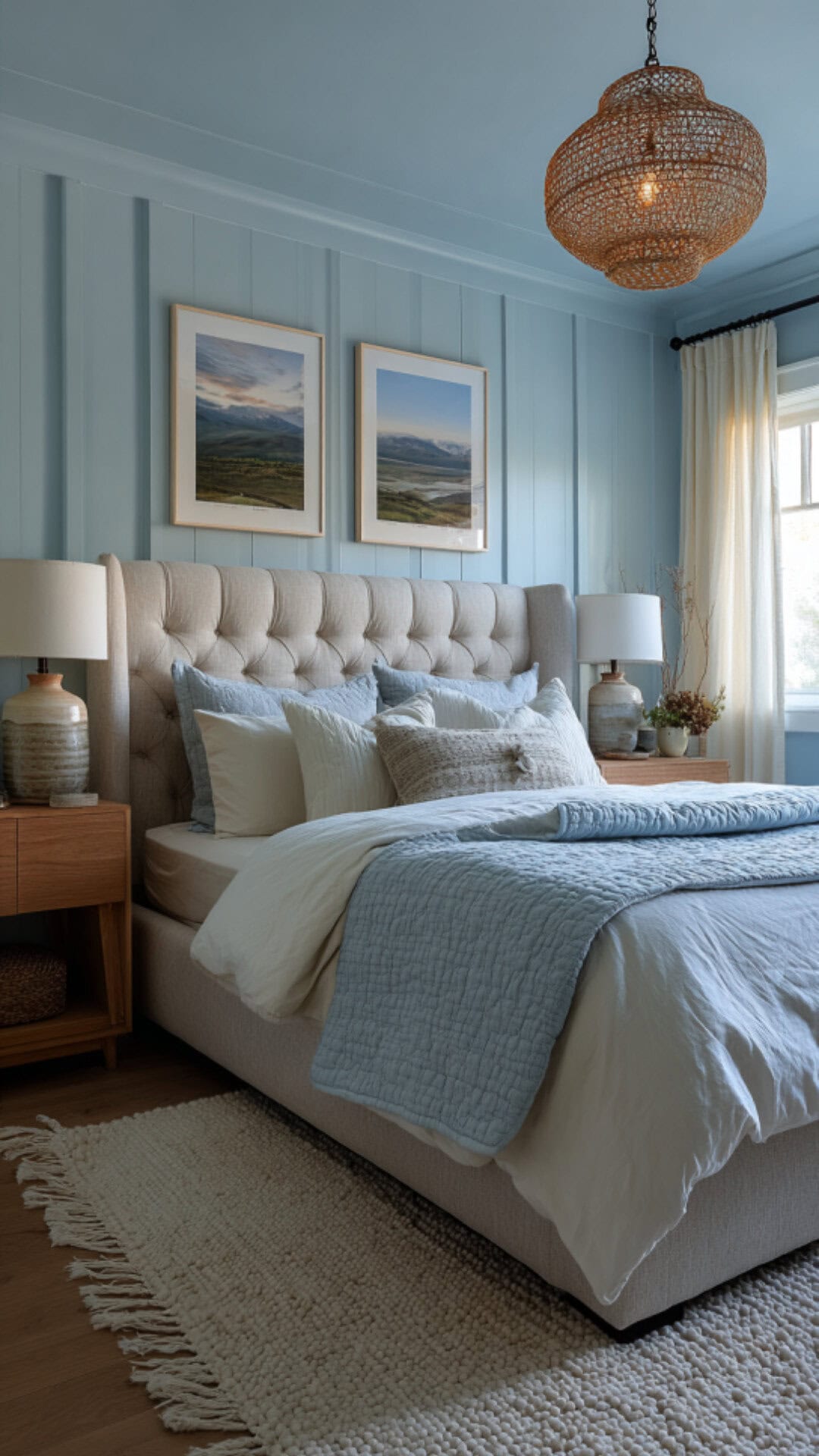 7. Blue Western Bedroom with Relaxed Charm