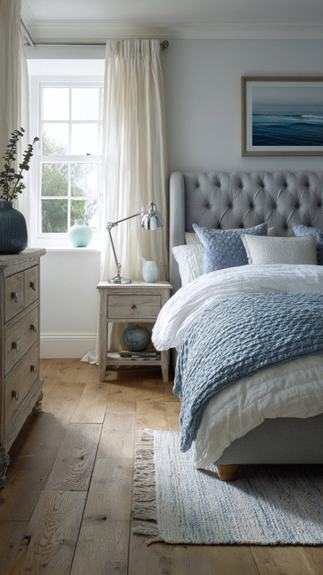 7. Blue Neutral Bedroom with Calming Style