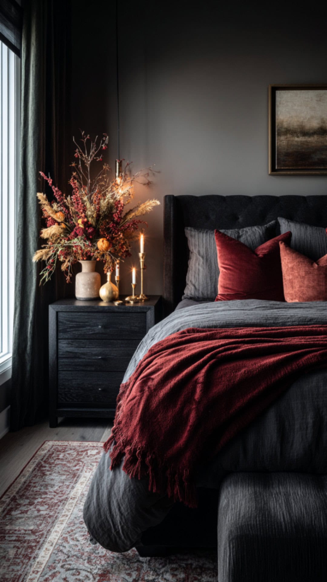 7. Moody Fall Decor with Dramatic Depth