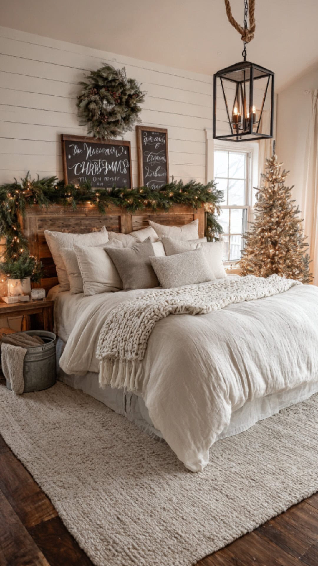 7. Farmhouse Christmas Decor for the Bedroom