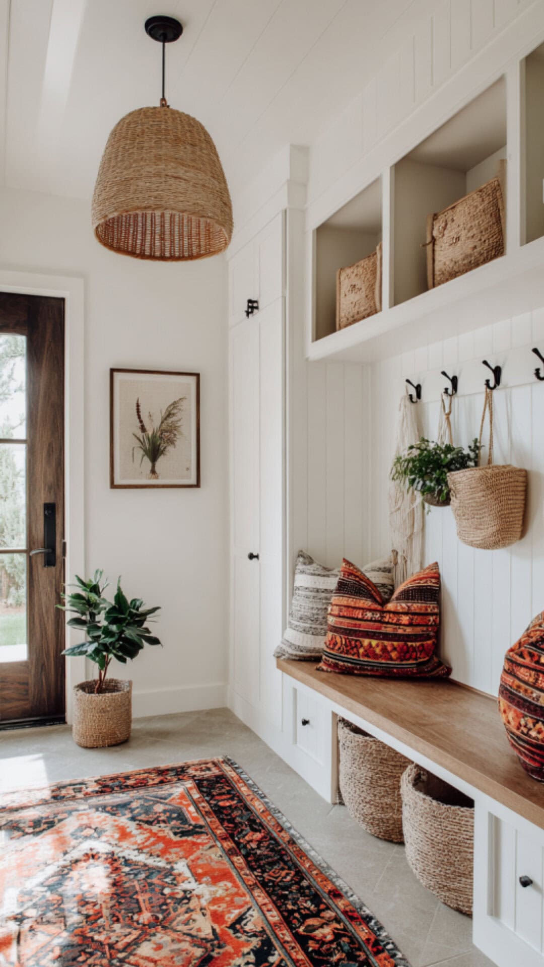 7. Boho-Themed Mud Room