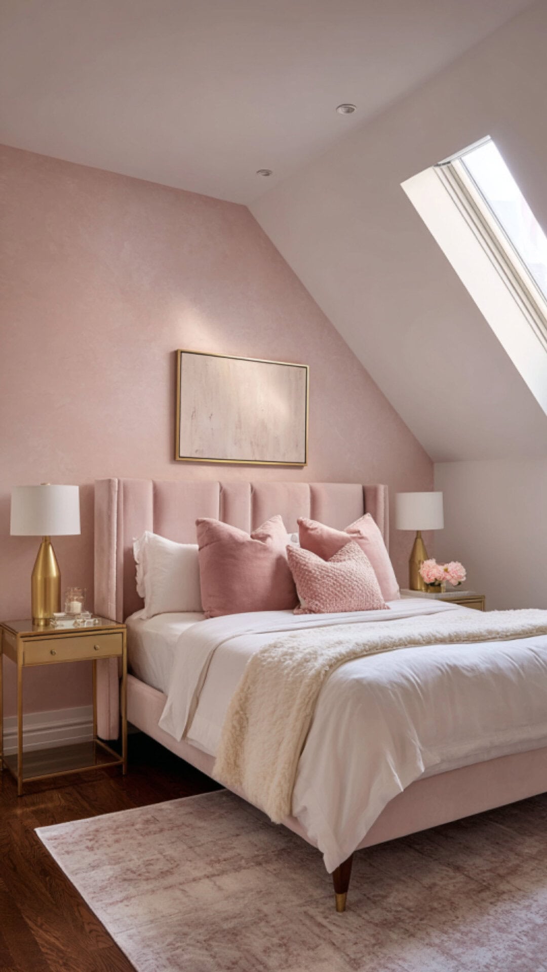 7. Pink Loft Bedroom with Soft Touches