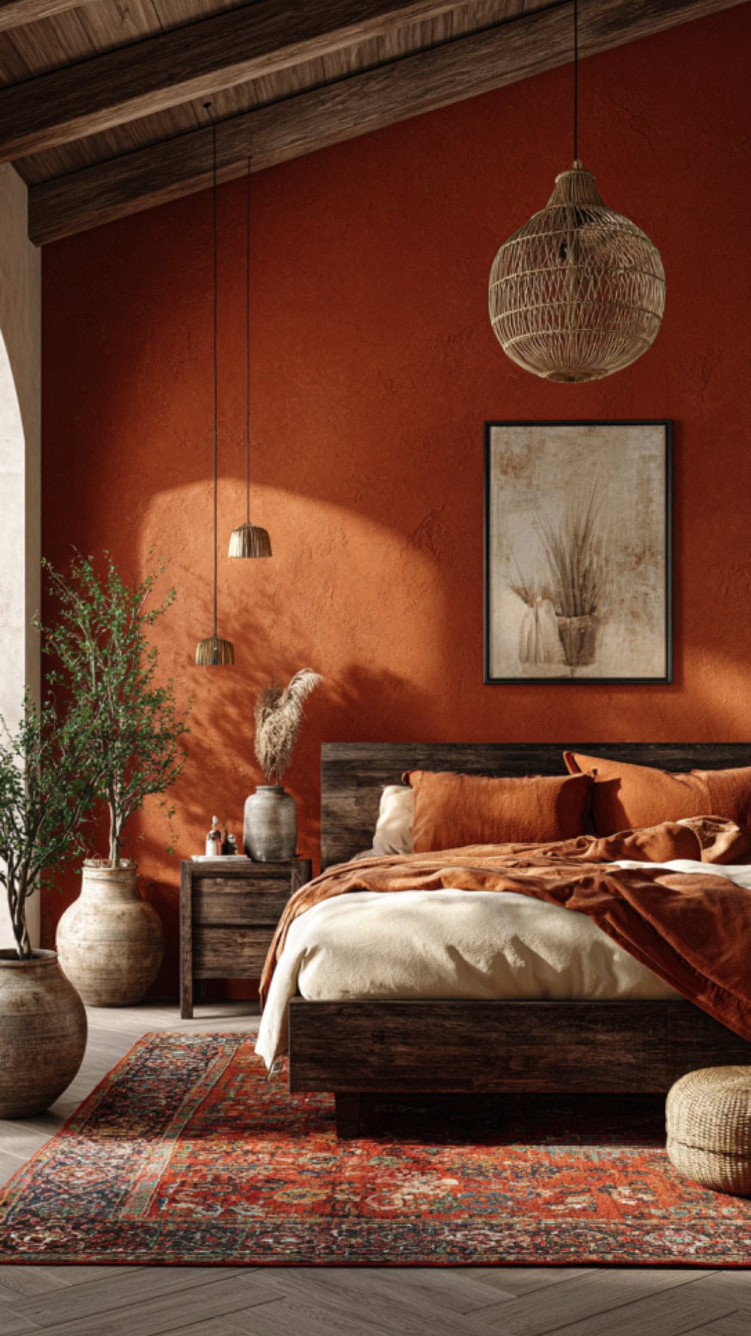 7. Aesthetic Orange Warm Bedroom with Vibrant Warmth