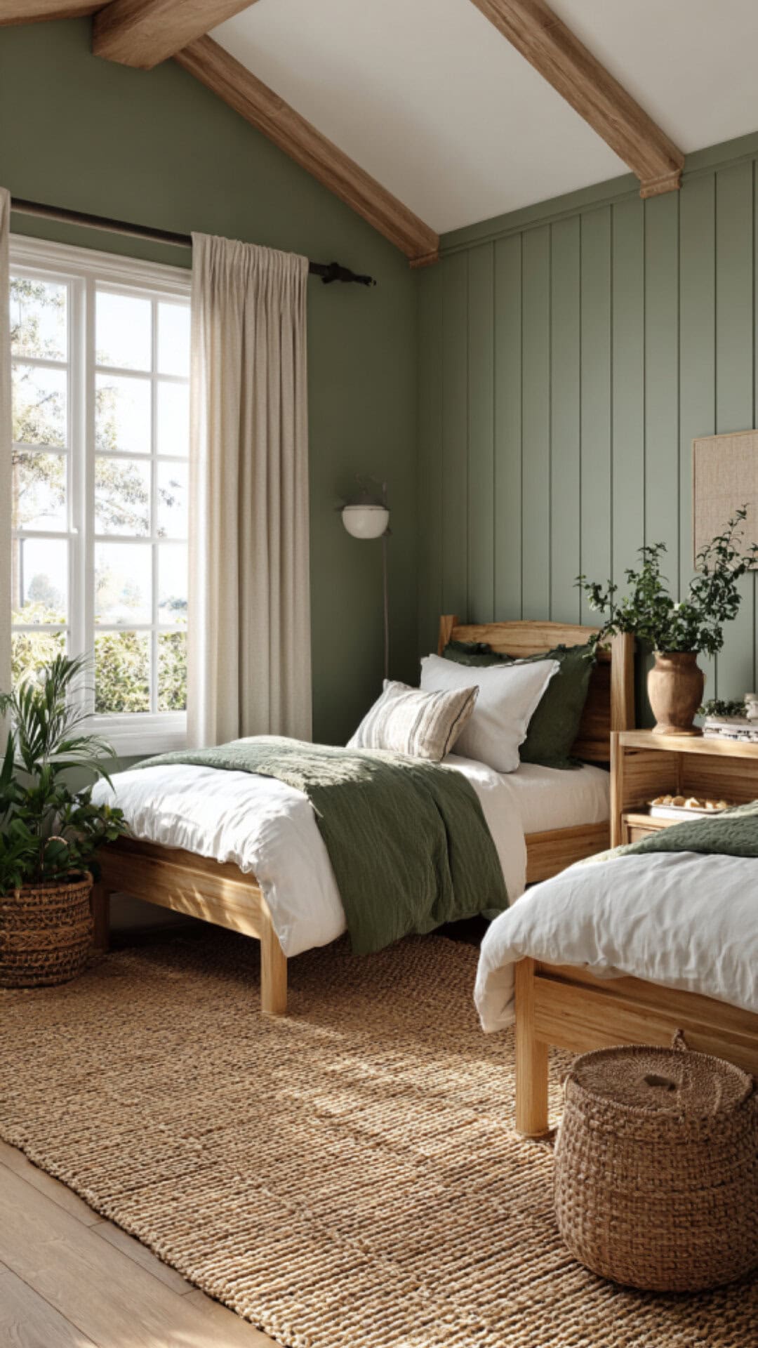 7. Green Twin Bedroom with Fresh Character