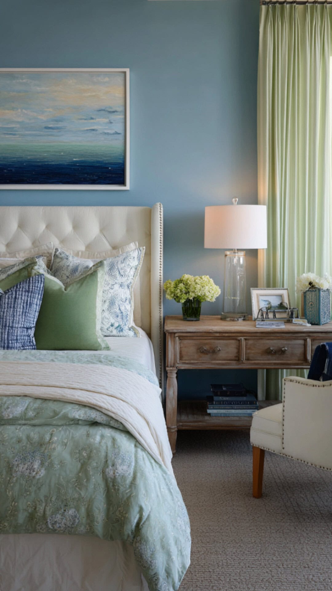 8. Blue and Green Bedroom with Calming Harmony