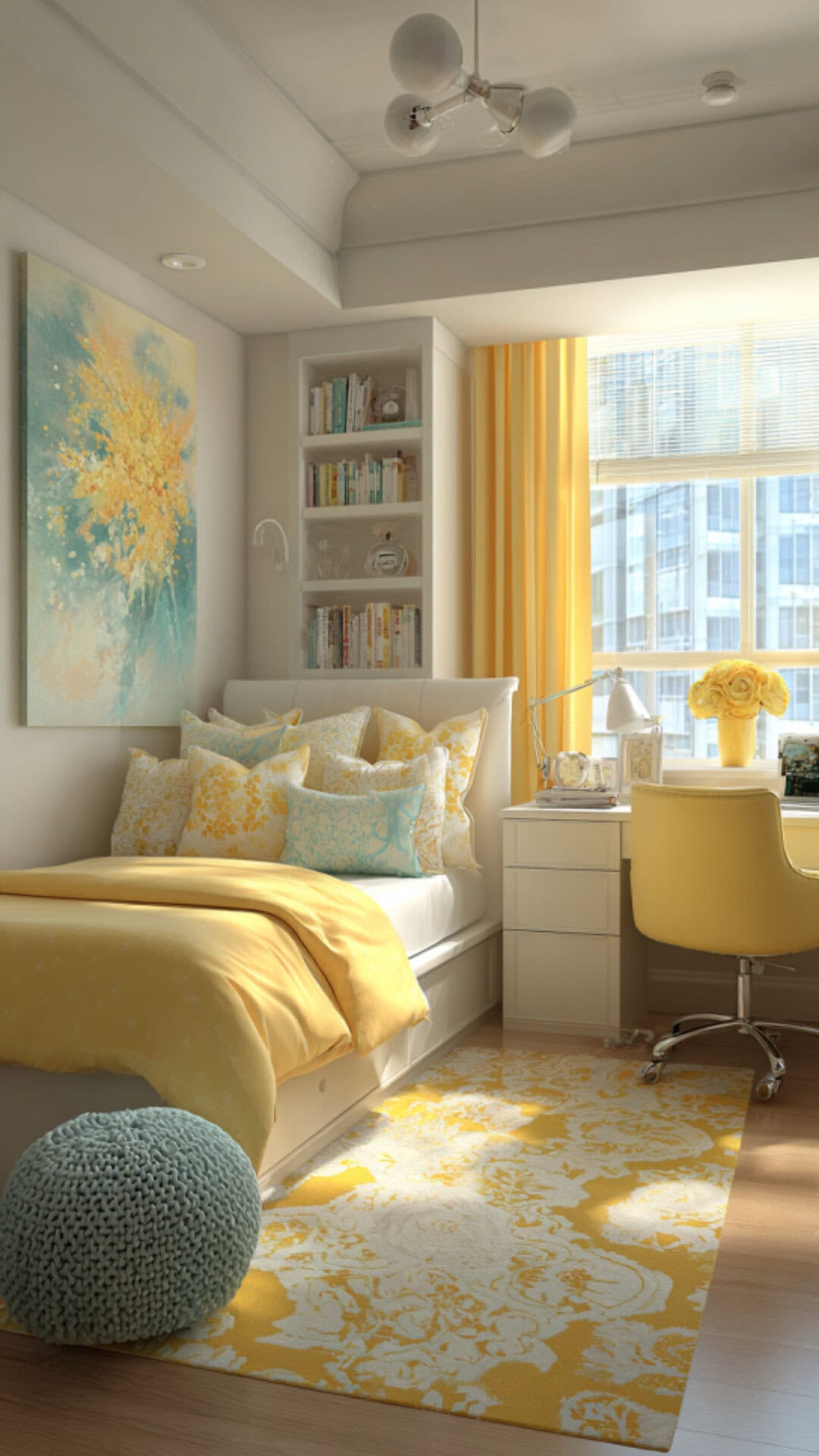 9. Yellow Girls' Bedroom with Bright Cheerfulness