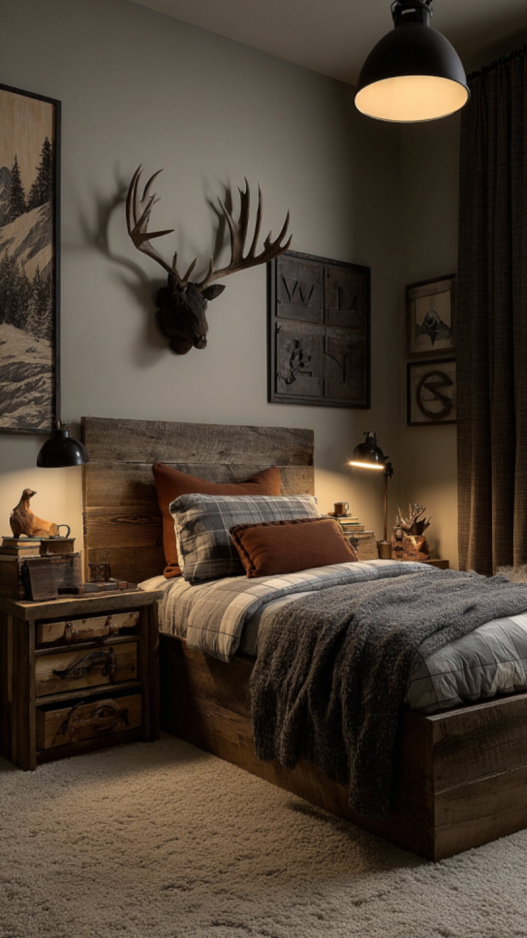8. Hunting-Themed Boys Bedroom with Rustic Character