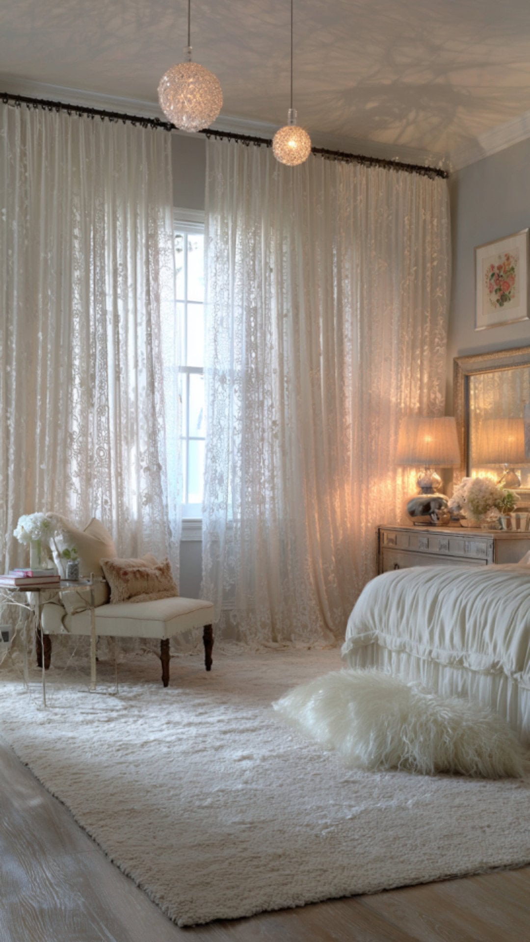 8. Lace Curtains for a Light and Romantic Bedroom