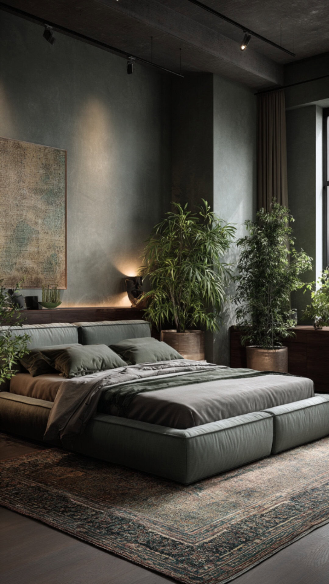 8. Grey and Sage Green Bedroom with Earthy Calm