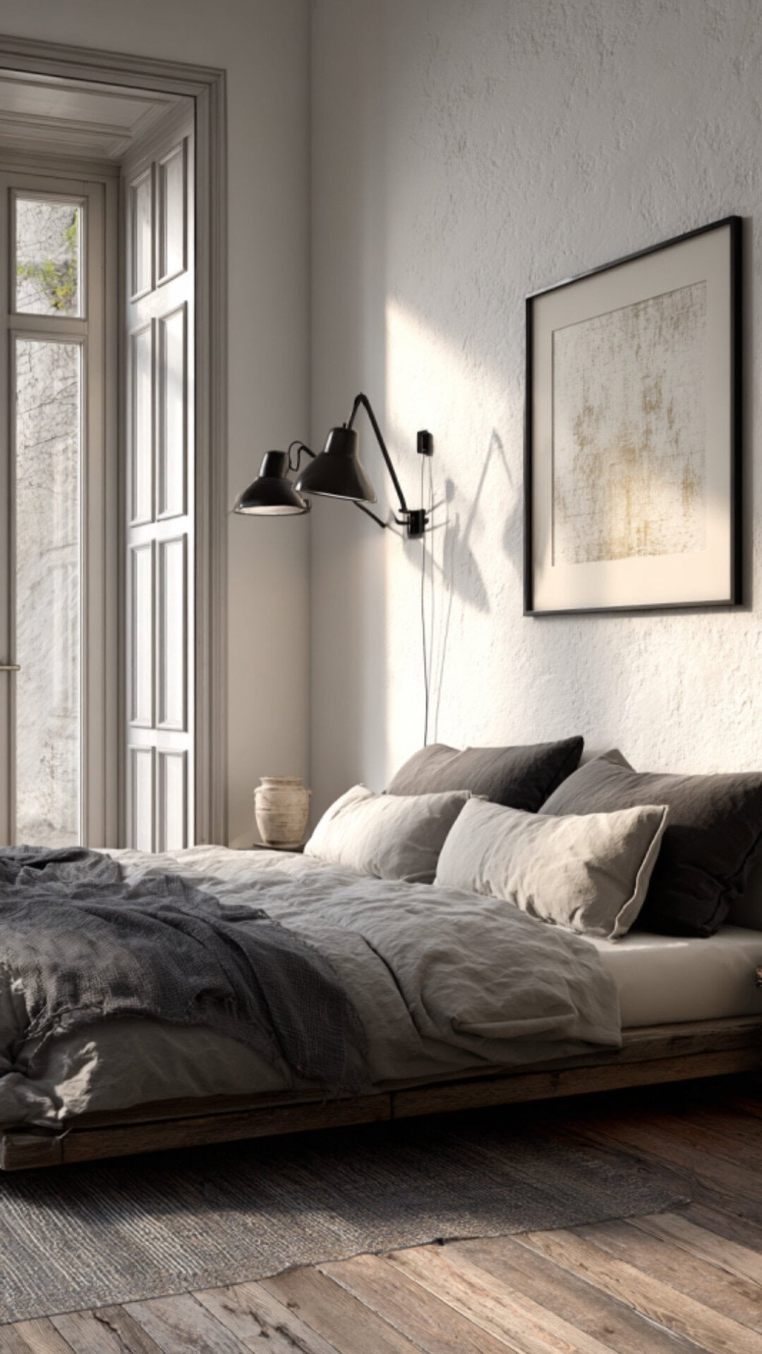 8. Minimalist Eclectic Bedroom with Subtle Edge